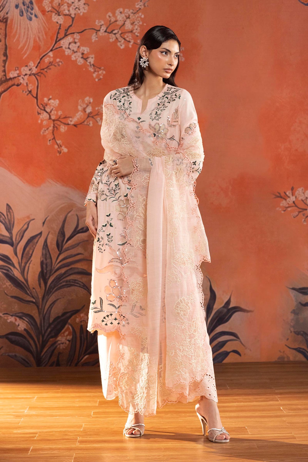Stitched Embroidered Raw Silk Suit