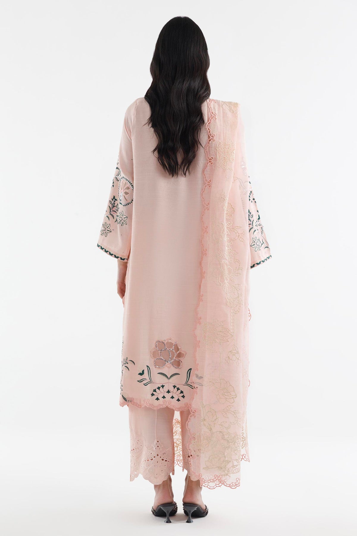 Stitched Embroidered Raw Silk Suit