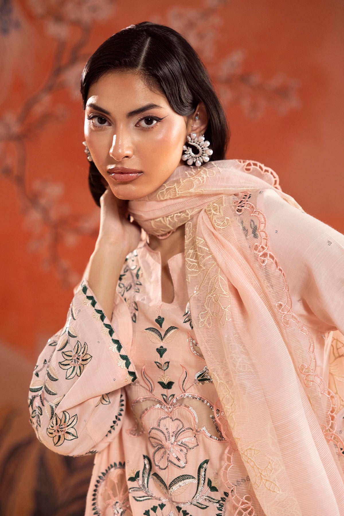 Stitched Embroidered Raw Silk Suit