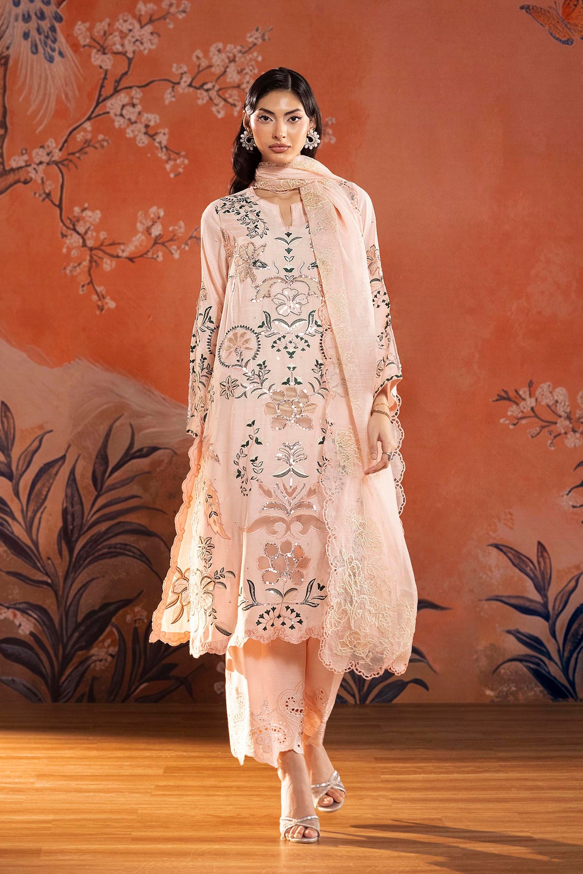 Stitched Embroidered Raw Silk Suit