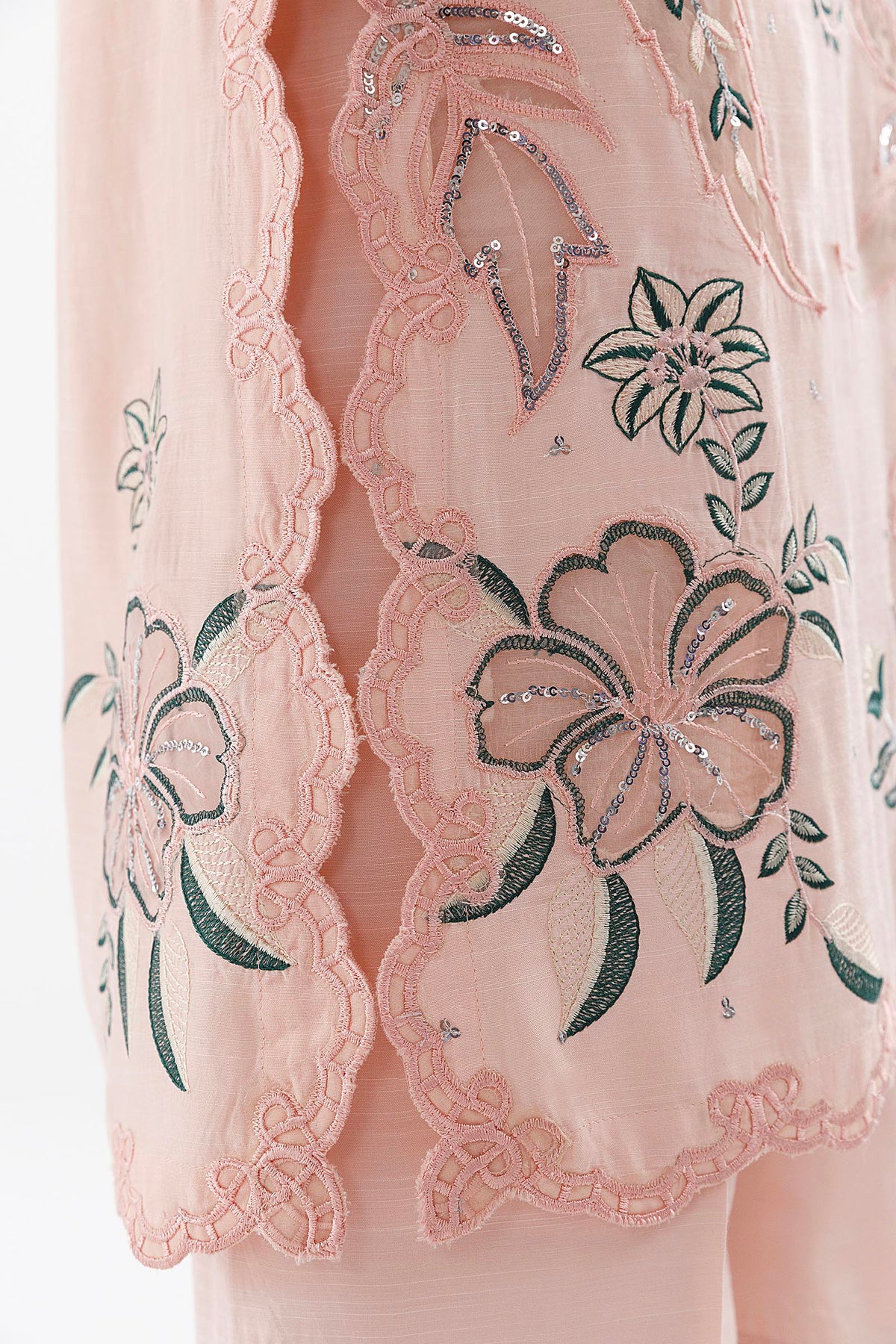 Stitched Embroidered Raw Silk Suit