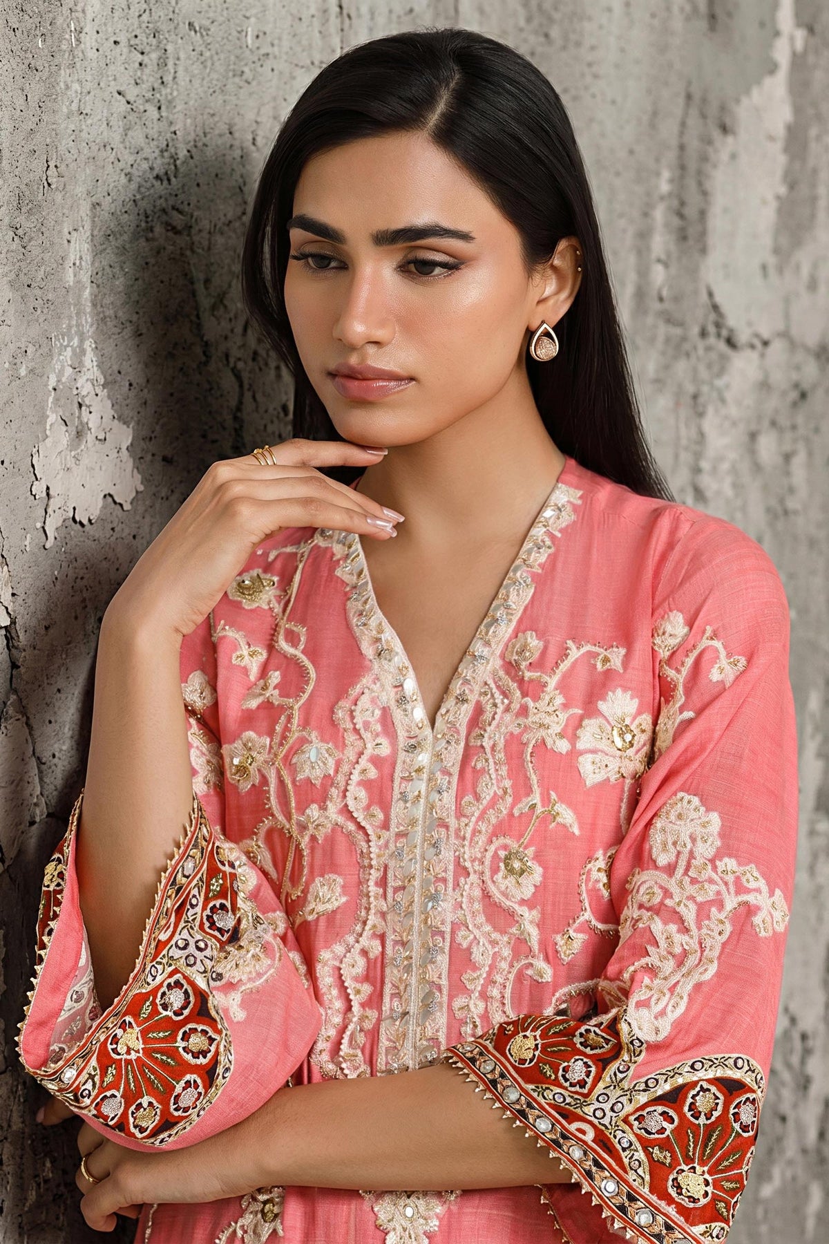 Stitched Luxury Embroidered Raw Silk Shirt