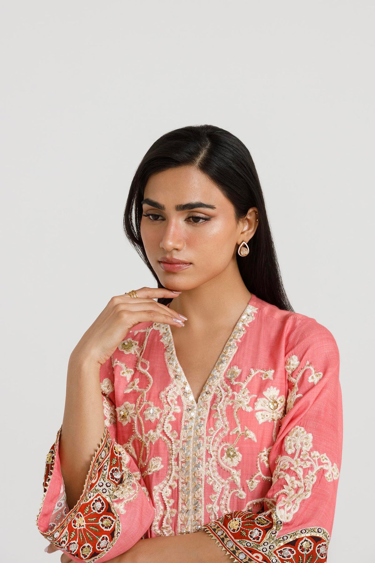 Stitched Luxury Embroidered Raw Silk Shirt