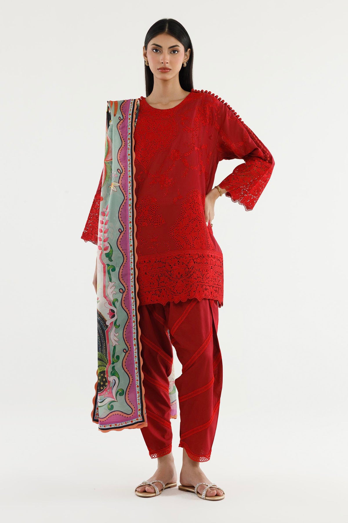 Stitched Embroidered Lawn Suit