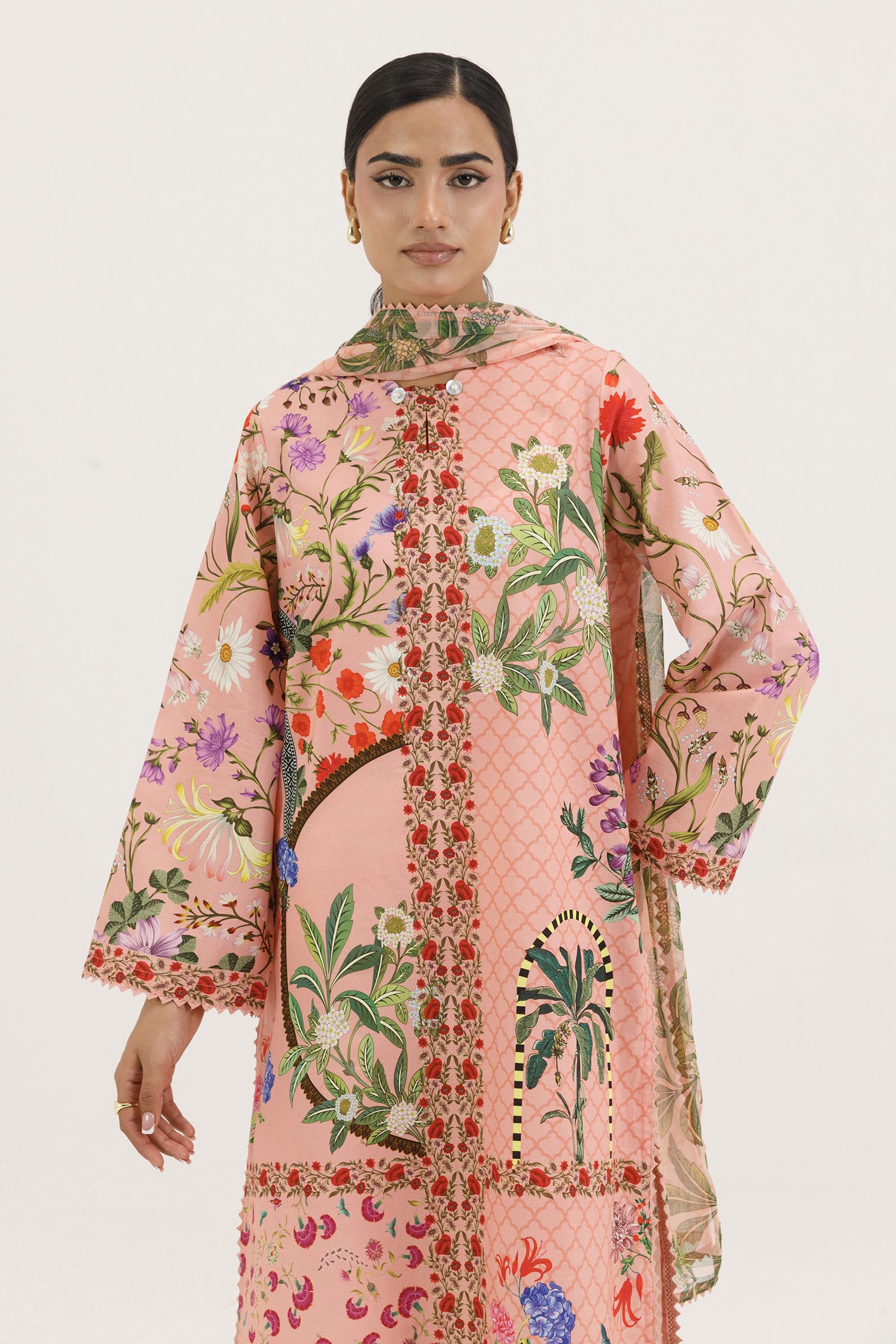 Stitched Printed Lawn Shirt+ Dupatta Secondary image