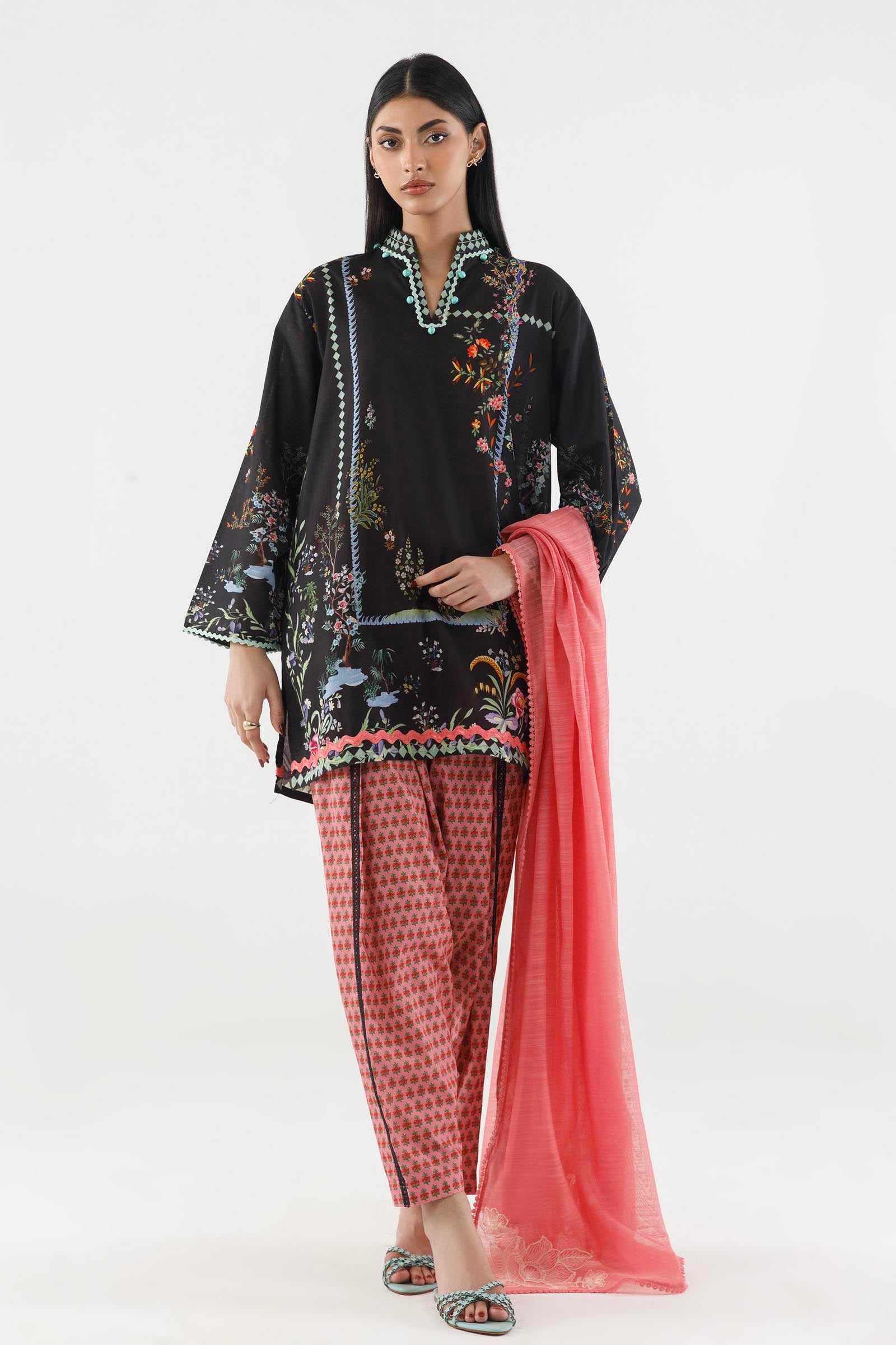Stitched Printed Cambric Suit Main image