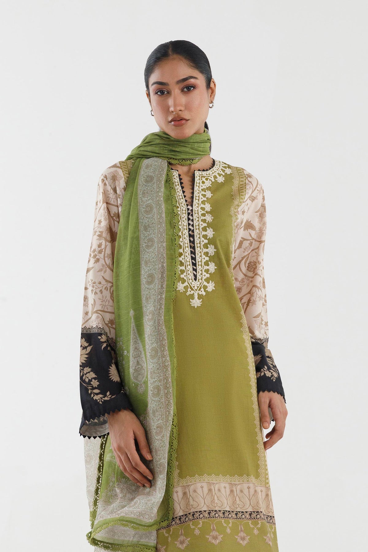 Stitched Embroidered Lawn Shirt+ Dupatta