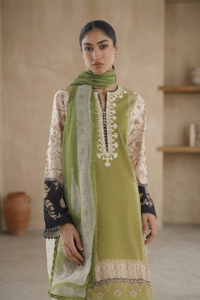 Stitched Embroidered Lawn Shirt+ Dupatta Secondary image