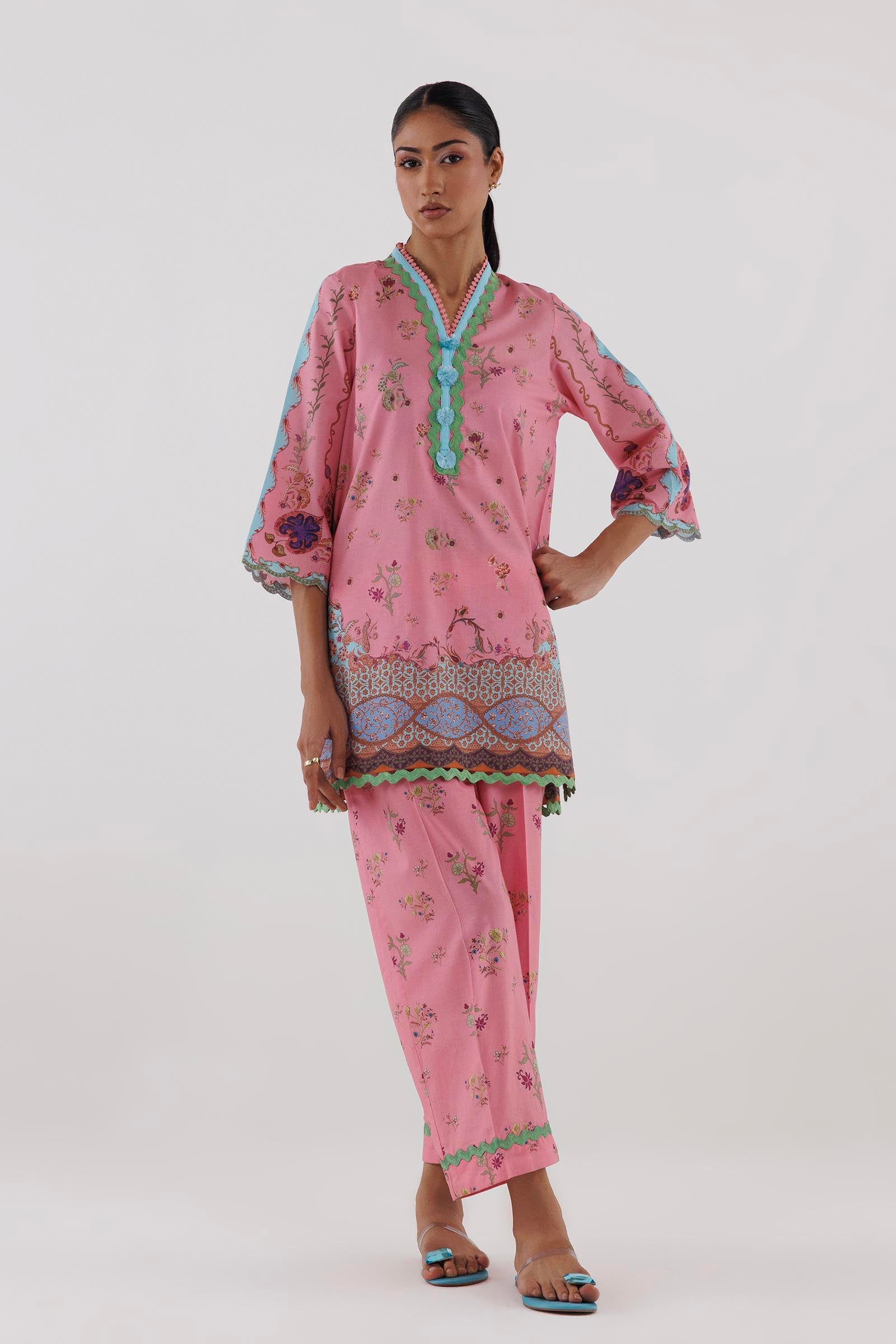 Stitched Printed Lawn Shirt+ Culotte
