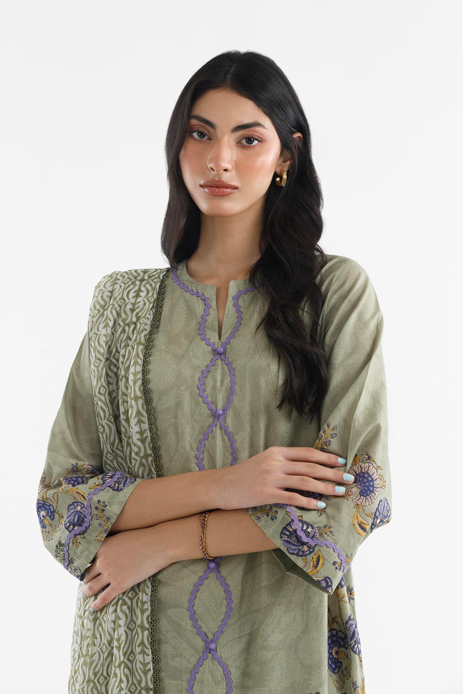 Stitched Printed Lawn Suit Secondary image