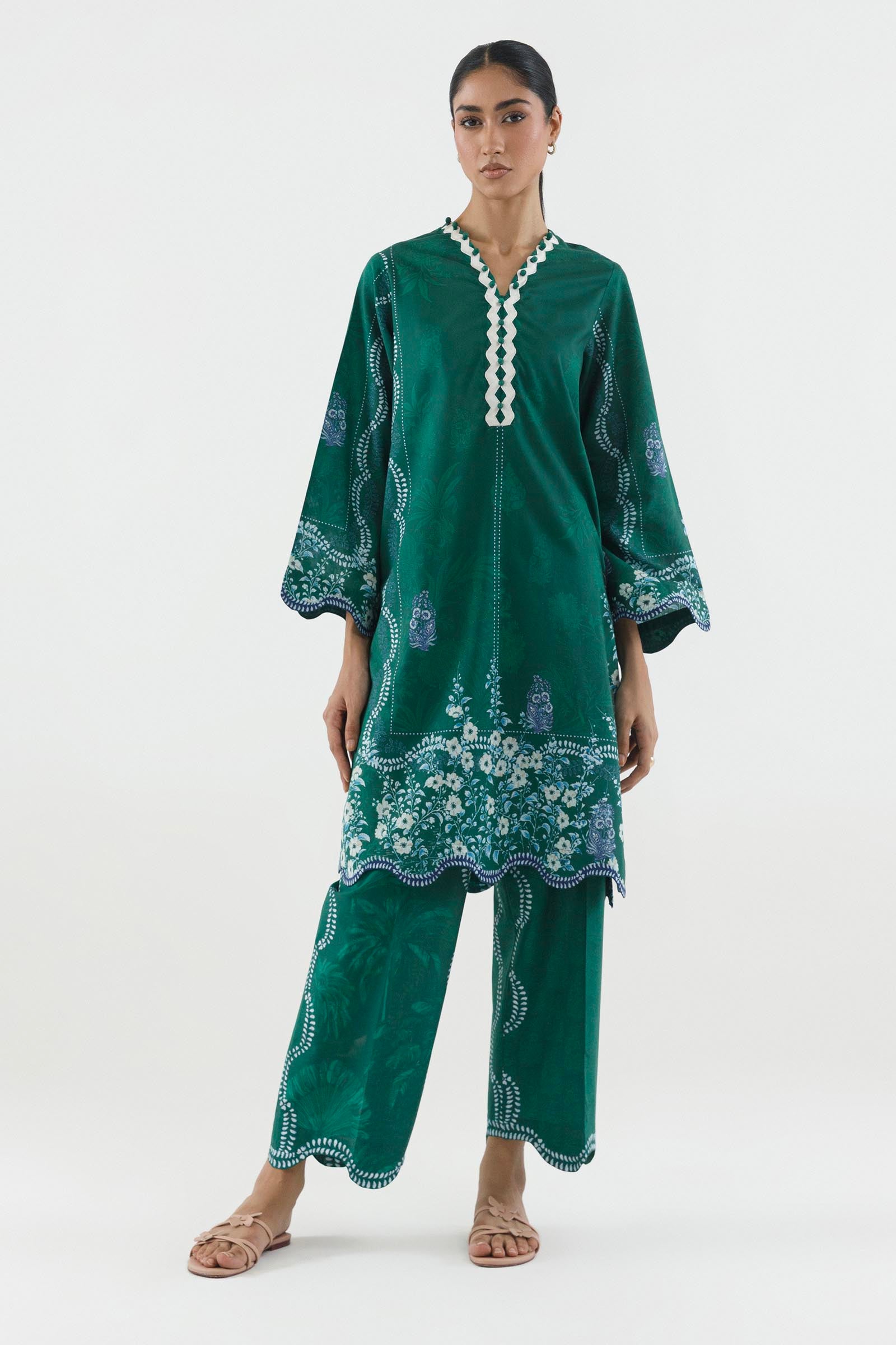 Stitched Printed Lawn Shirt+ Culotte Main image