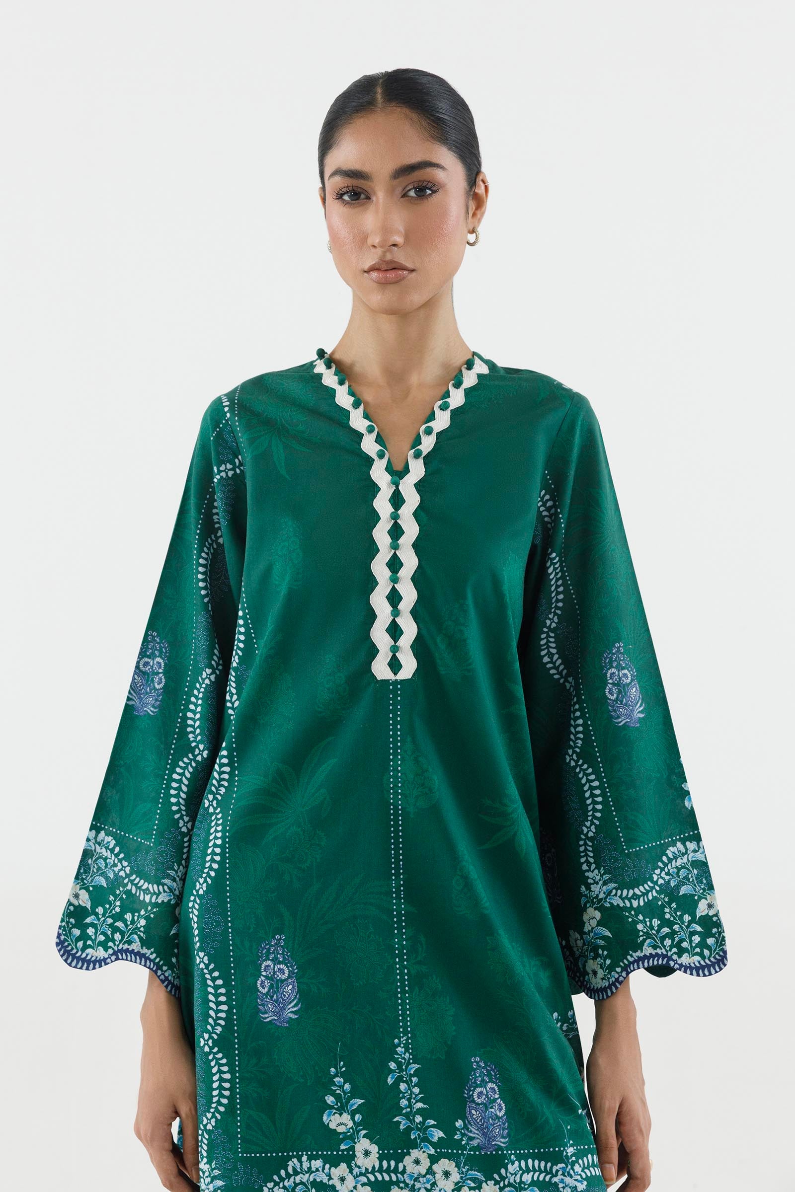 Stitched Printed Lawn Shirt+ Culotte Secondary image