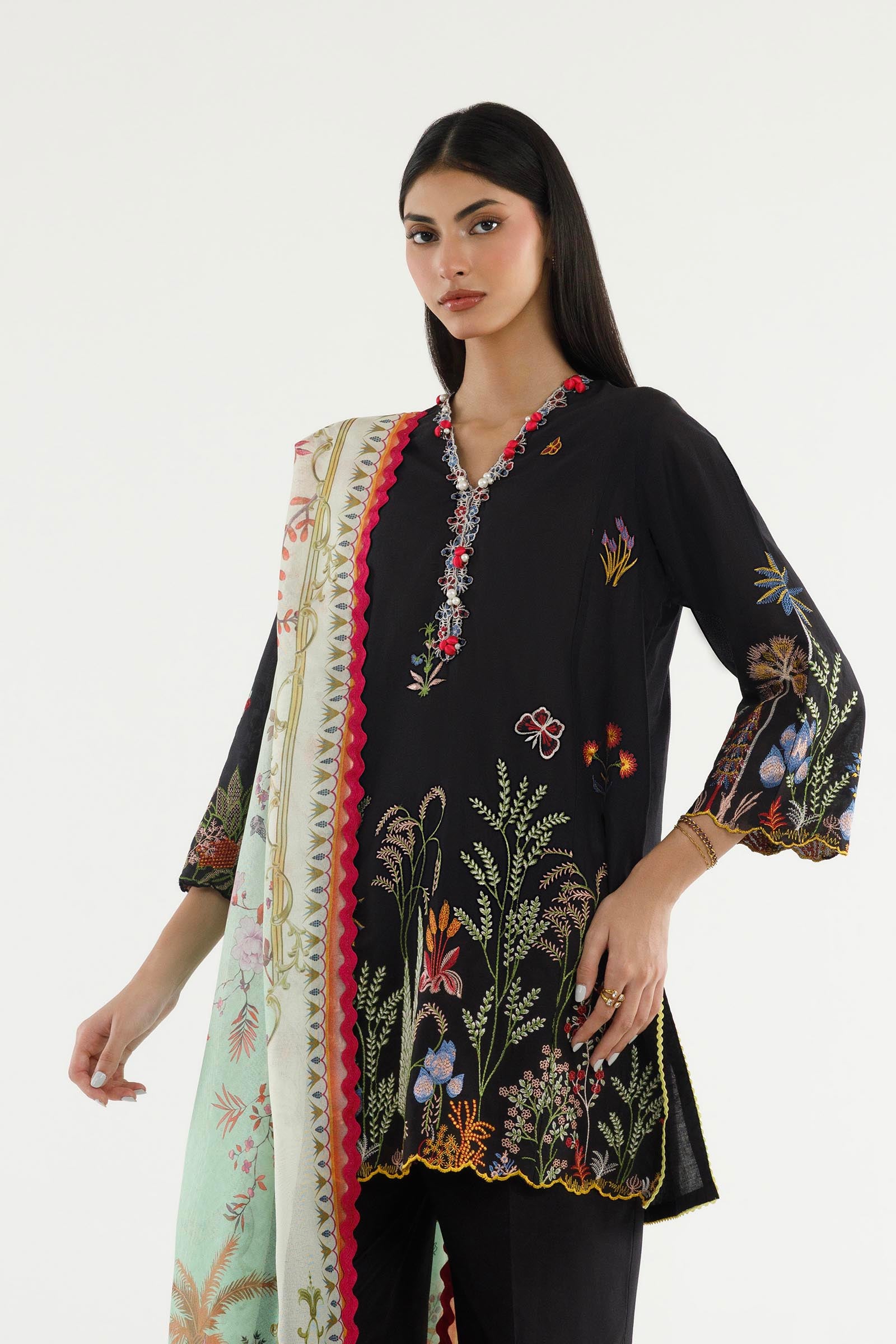 Stitched Embroidered Lawn Suit Secondary image