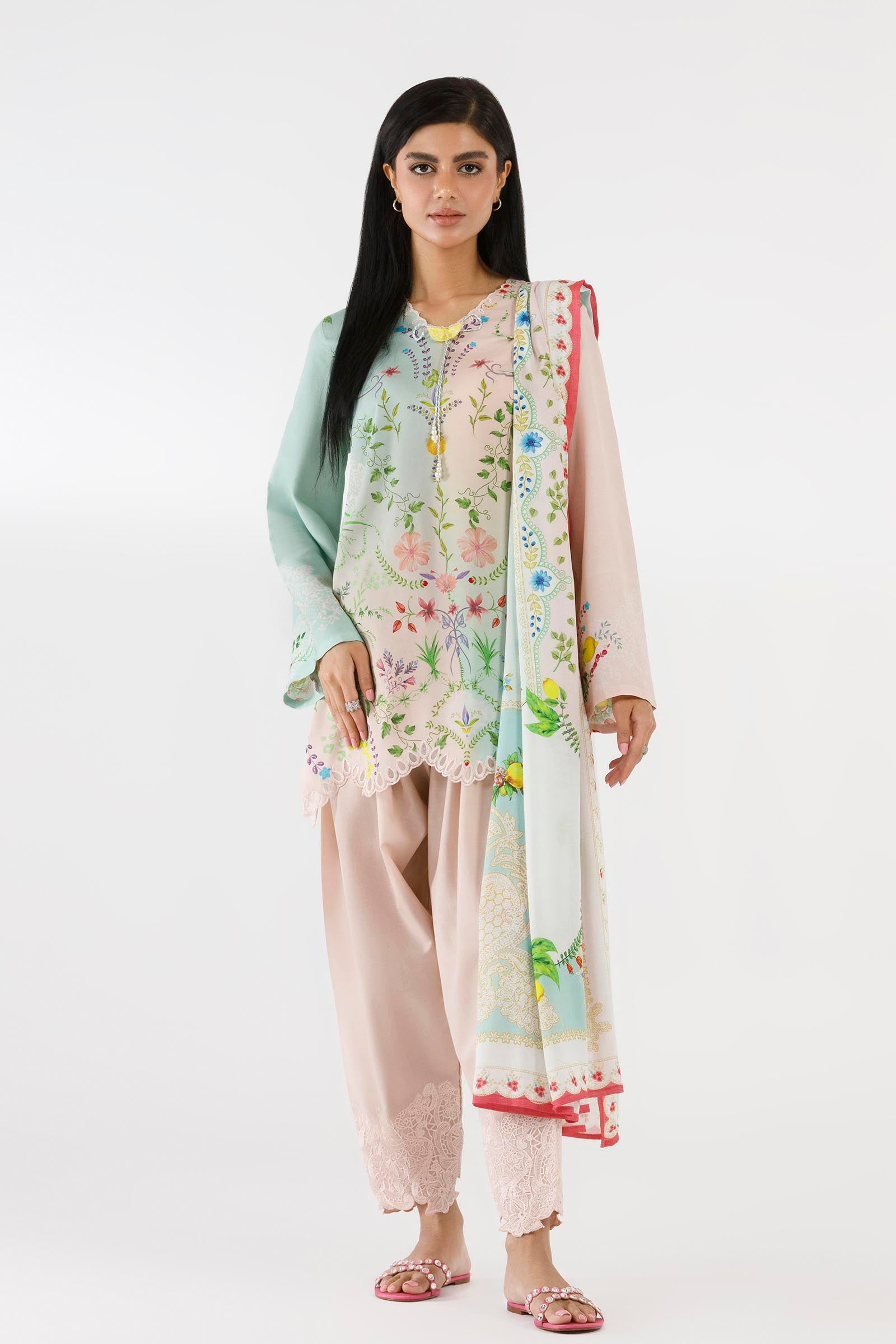 Stitched Embroidered Muzlin Suit