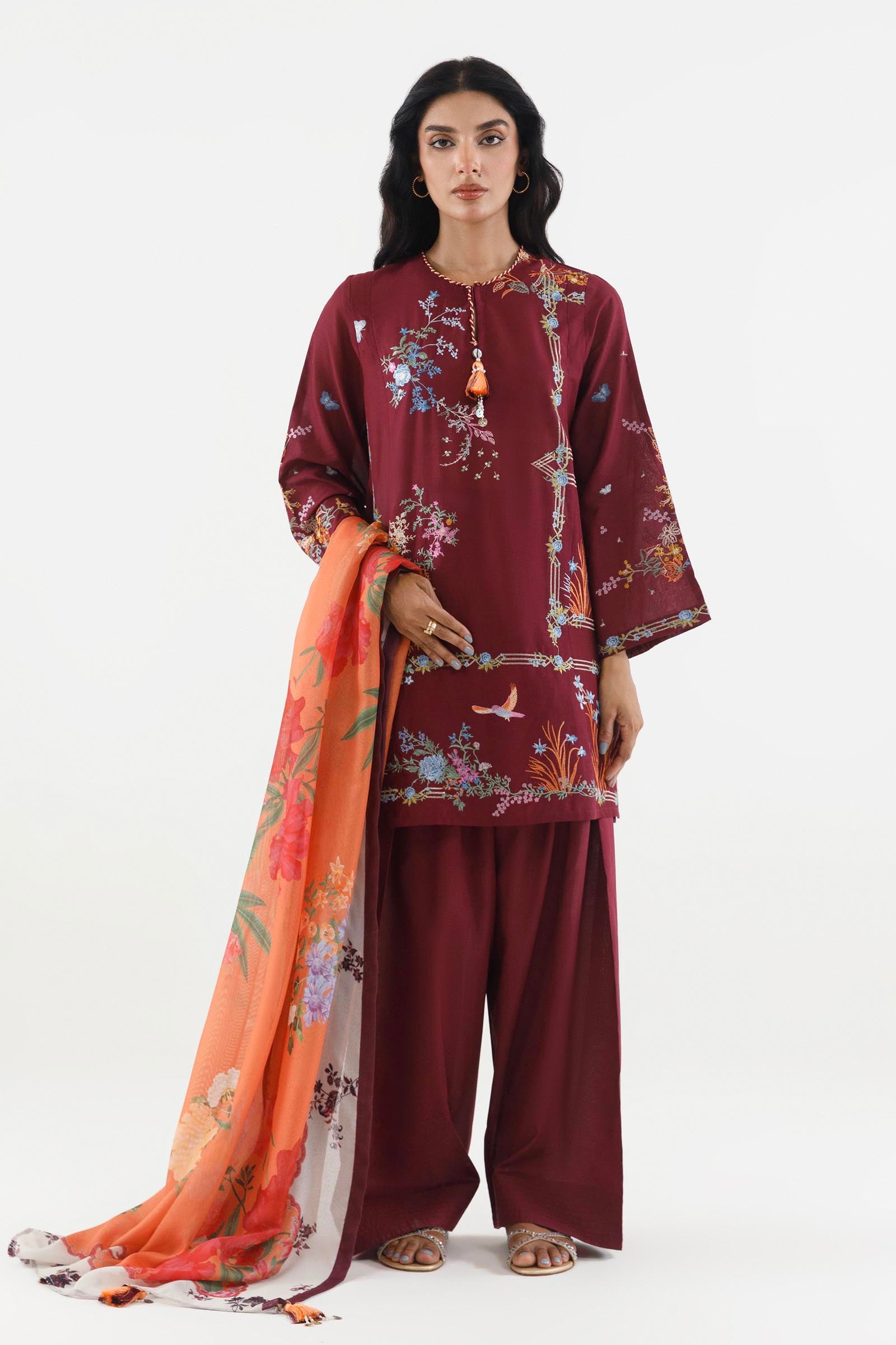 Stitched Embroidered Muzlin Lawn Suit