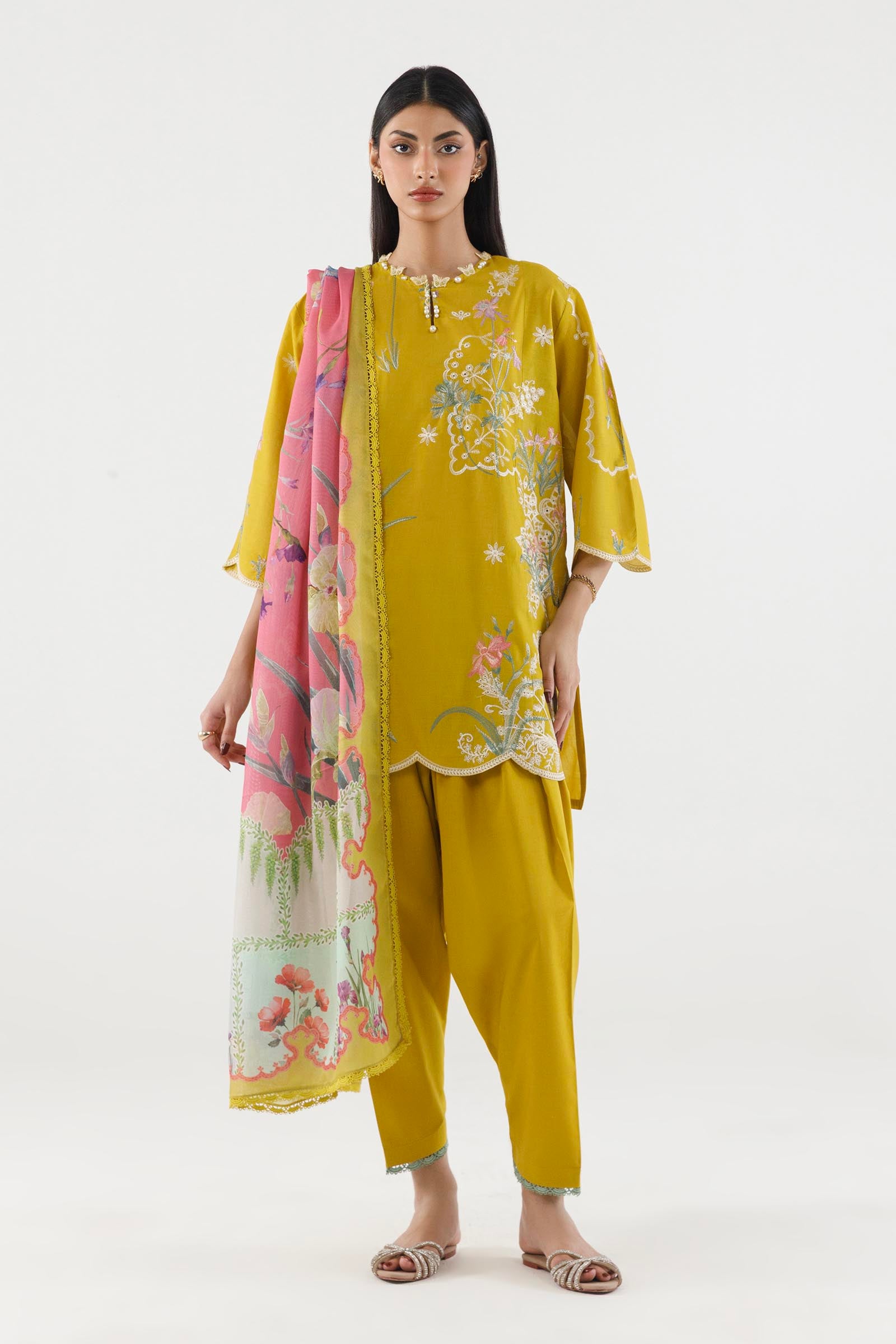 Stitched Embroidered Muzlin Suit Main image