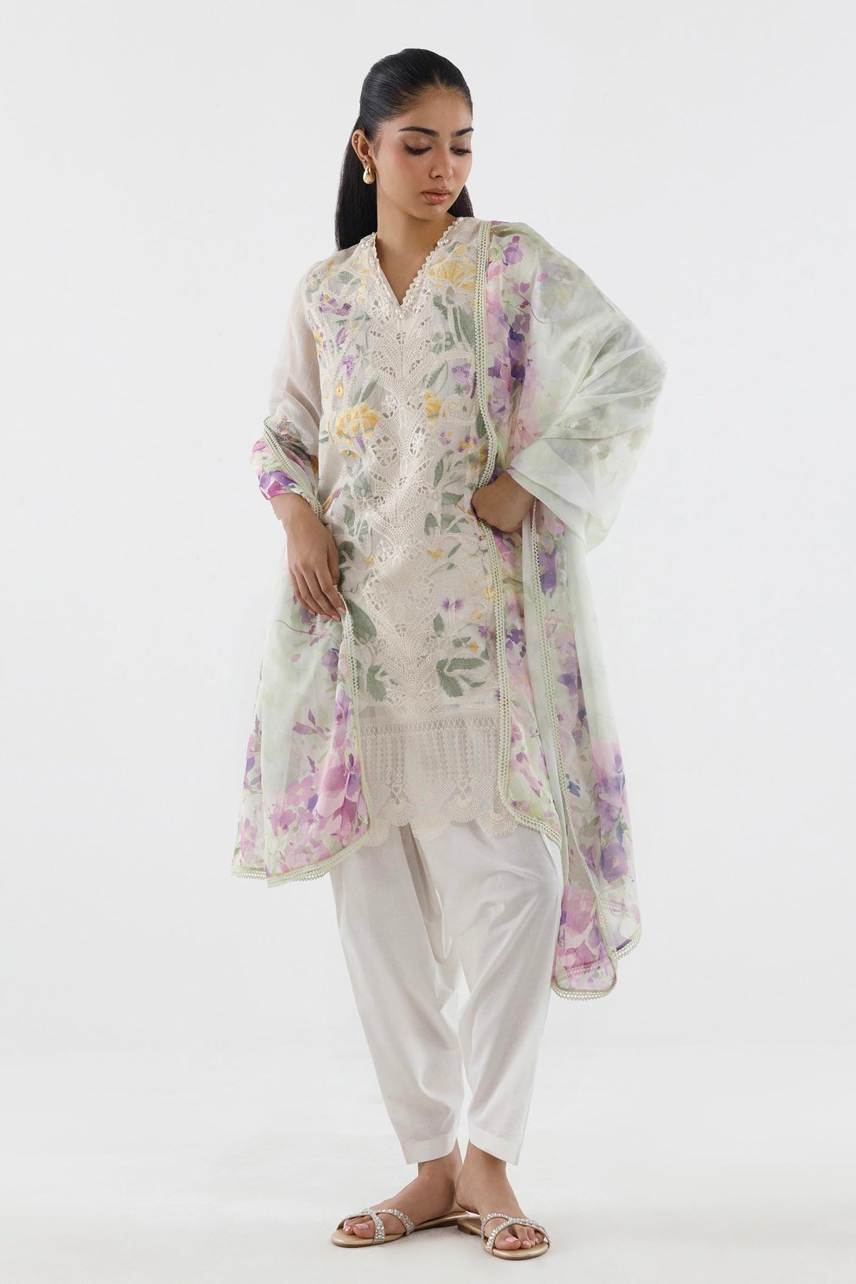 Stitched Embroidered Muzlin Suit