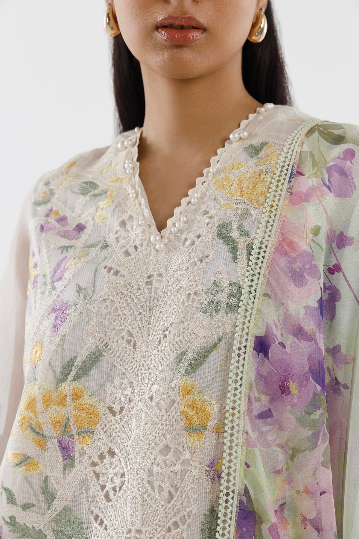 Stitched Embroidered Muzlin Suit