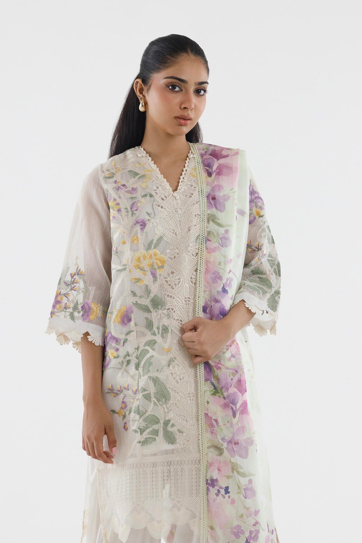 Stitched Embroidered Muzlin Suit