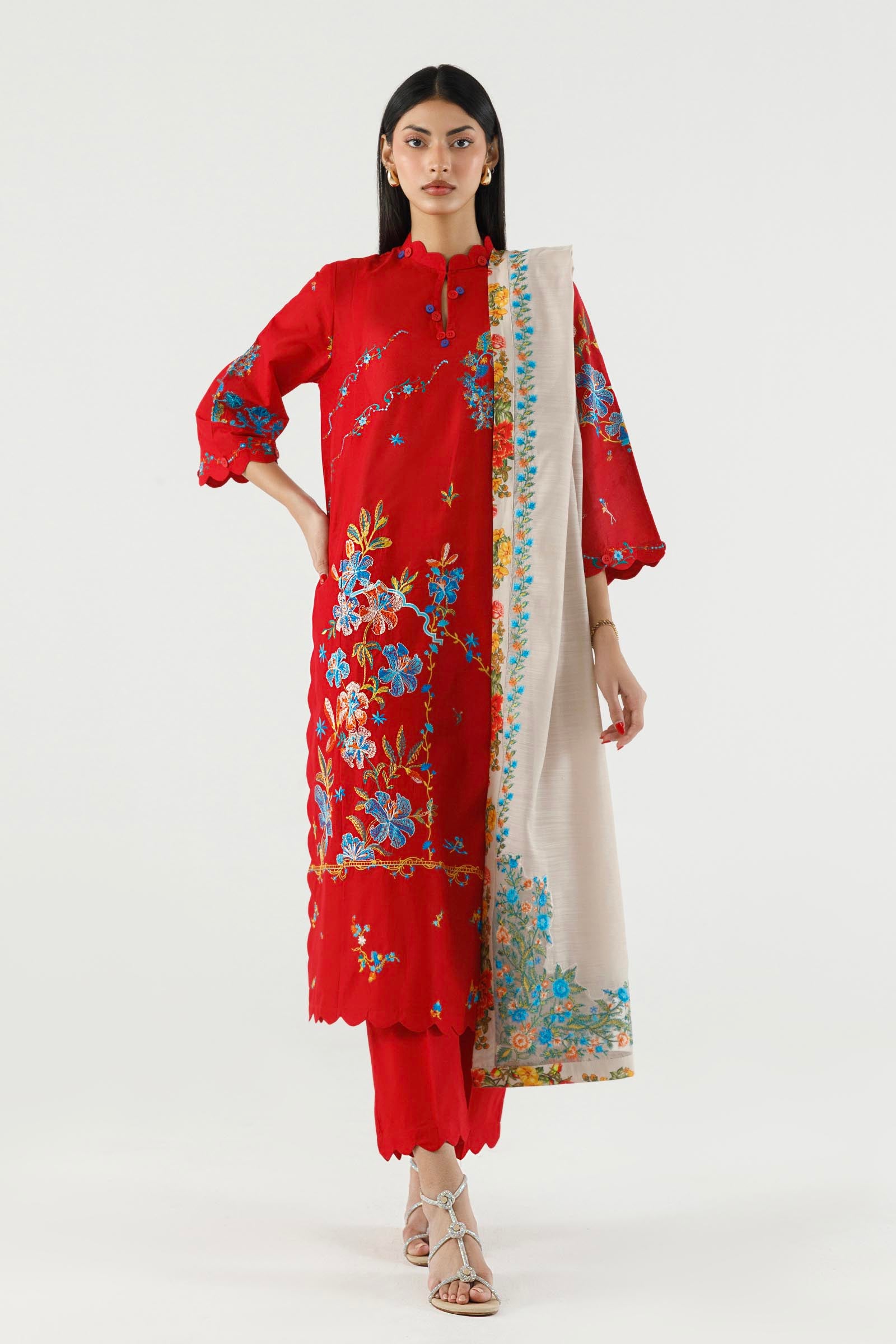 Stitched Embroidered Muzlin Lawn Suit Main image