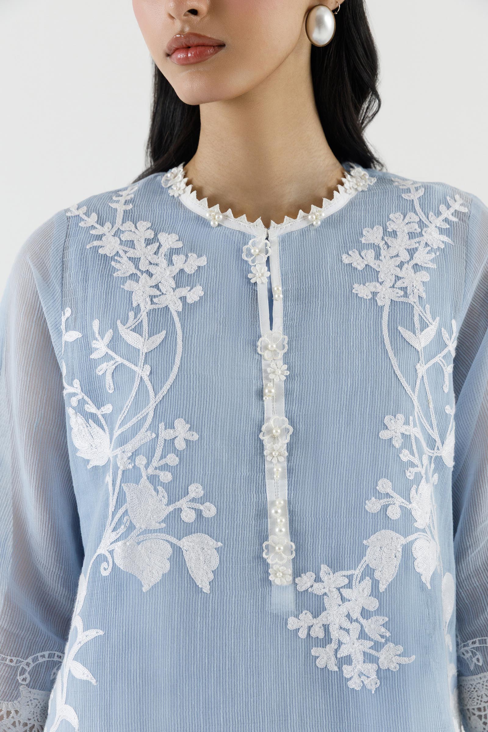 Stitched Embroidered Muzlin Suit Secondary image