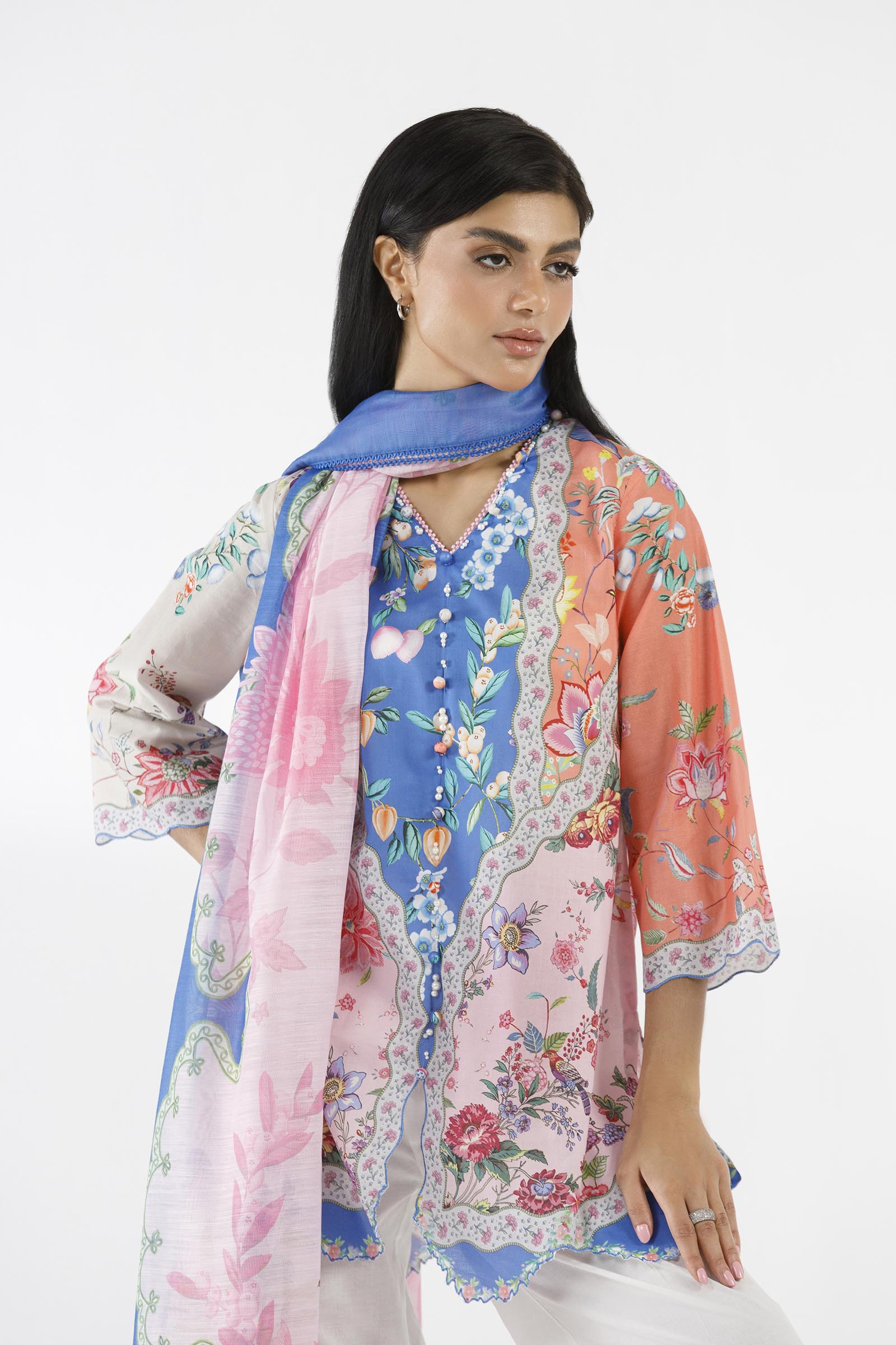 Stitched Printed Muzlin Suit Secondary image