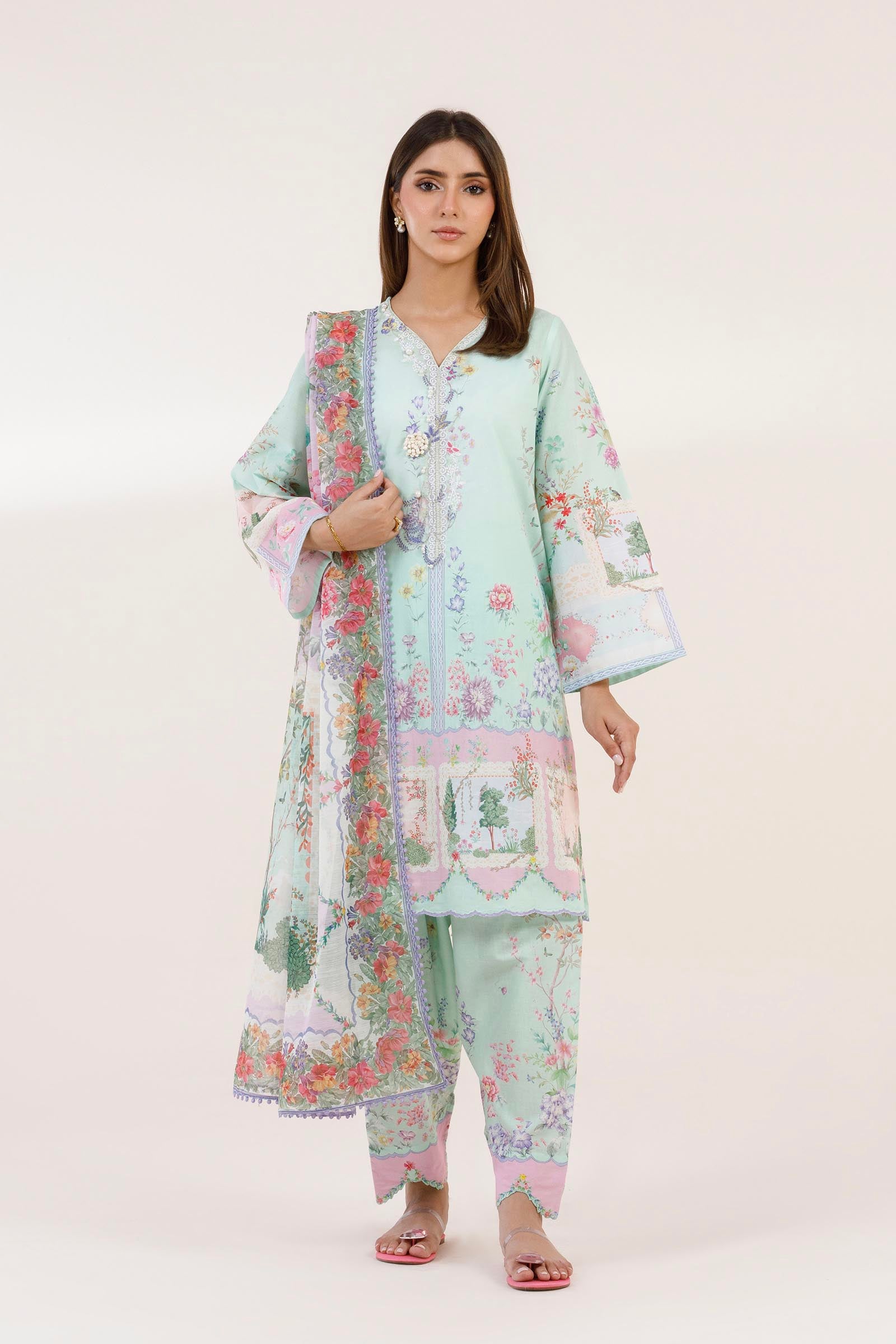 Stitched Printed Muzlin Suit Main image