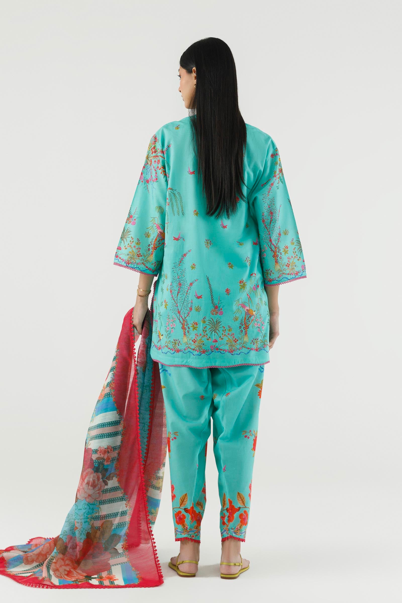 Stitched Embroidered Muzlin Suit Secondary image