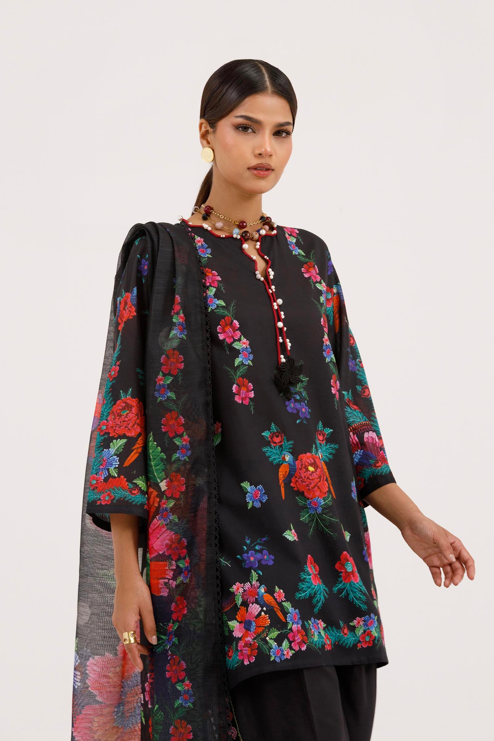 Stitched Embroidered Muzlin Suit Secondary image