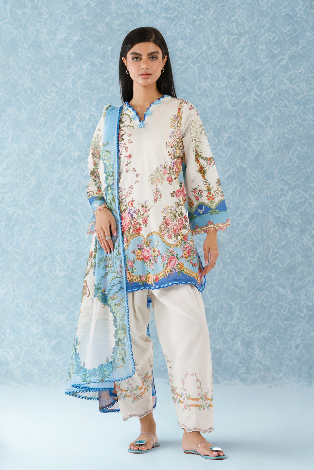 Stitched Embroidered Muzlin Suit Main image