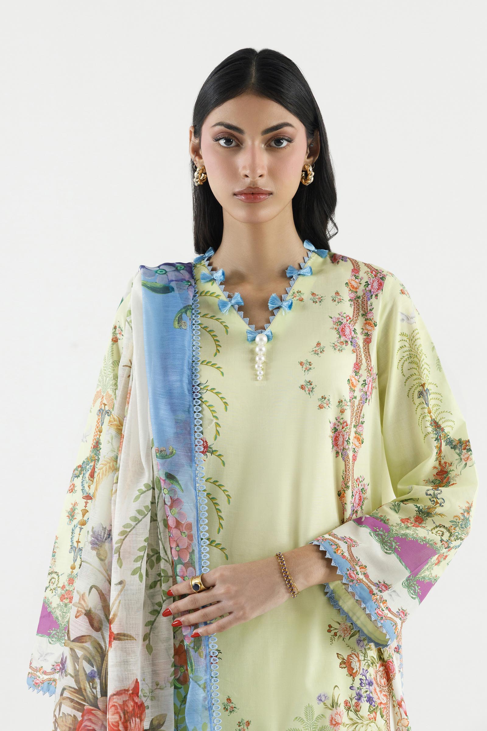 Stitched Embroidered Muzlin Suit Secondary image