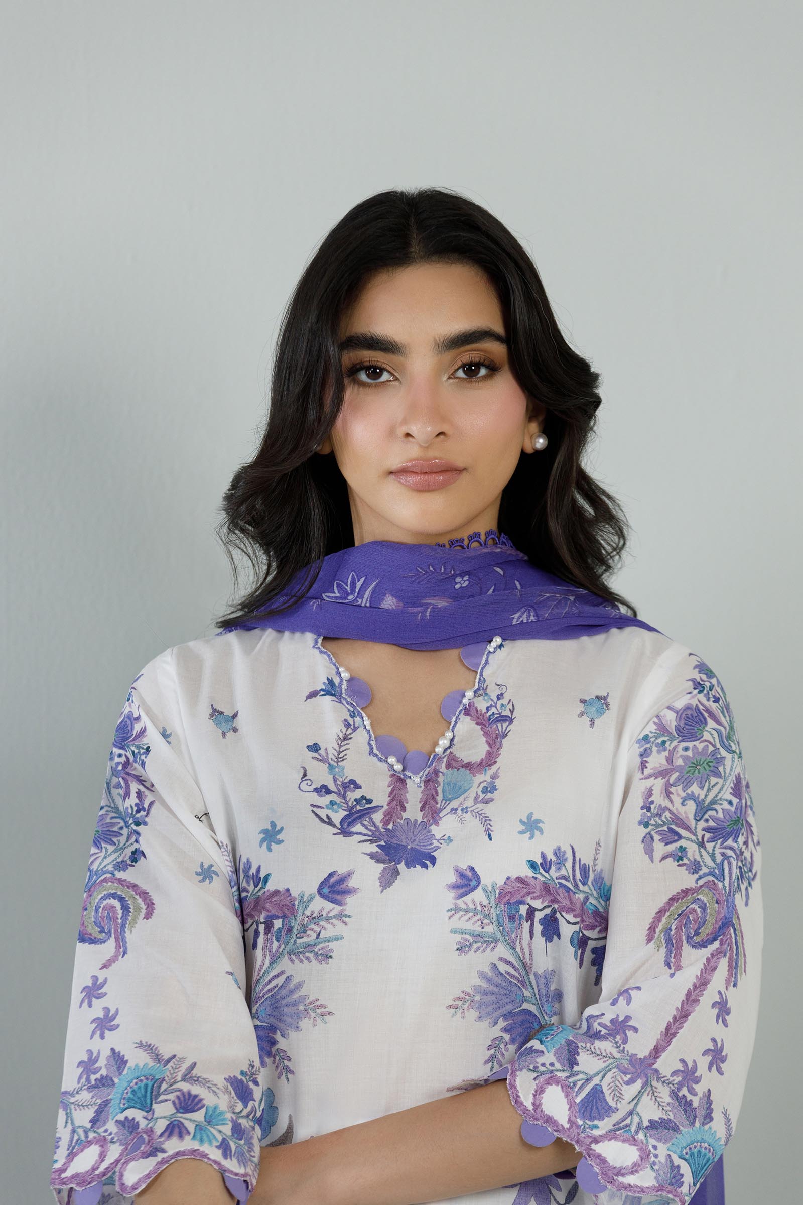 Stitched Embroidered Muzlin Suit