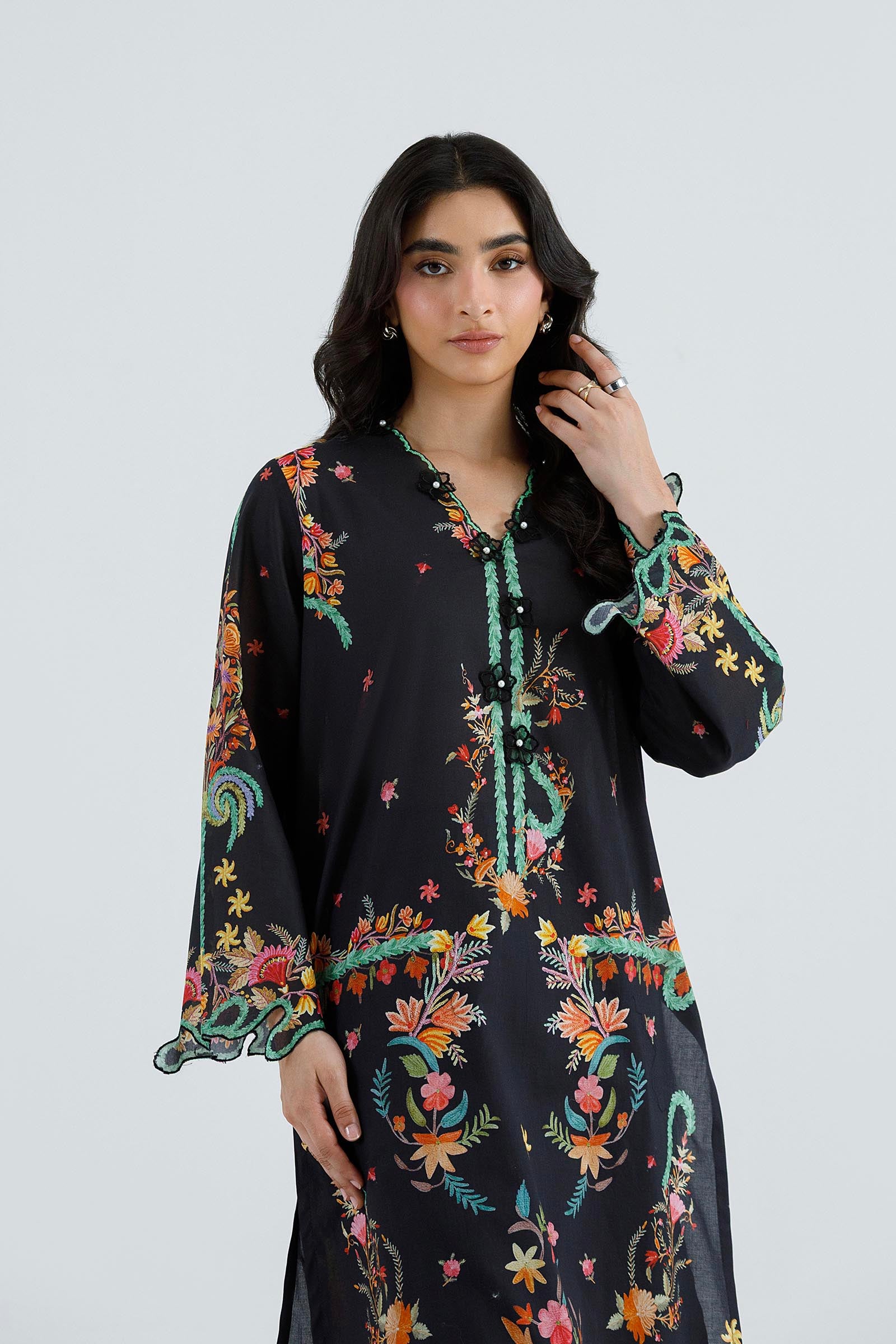 Stitched Embroidered Muzlin Suit Secondary image