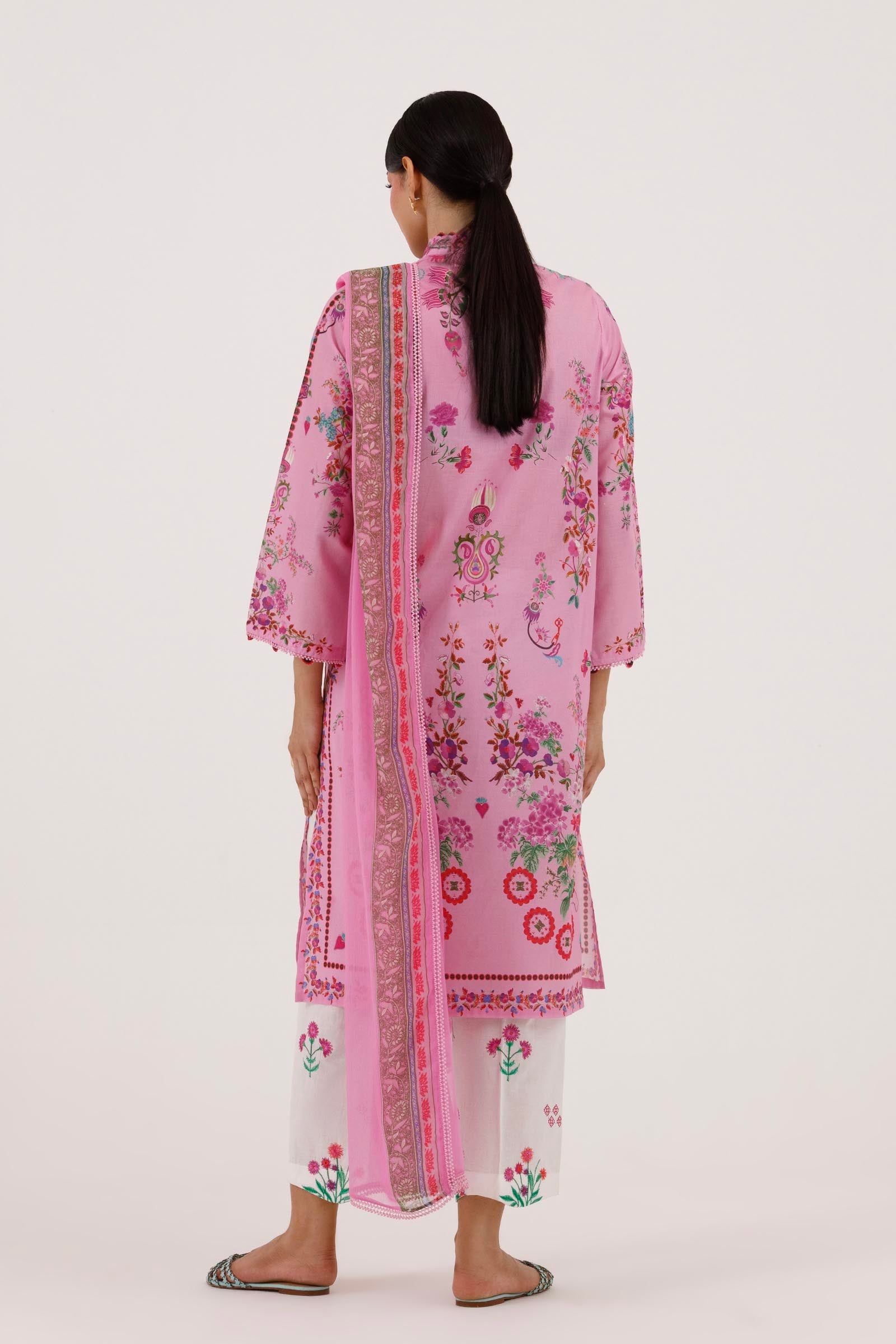 Stitched Embroidered Muzlin Suit Secondary image