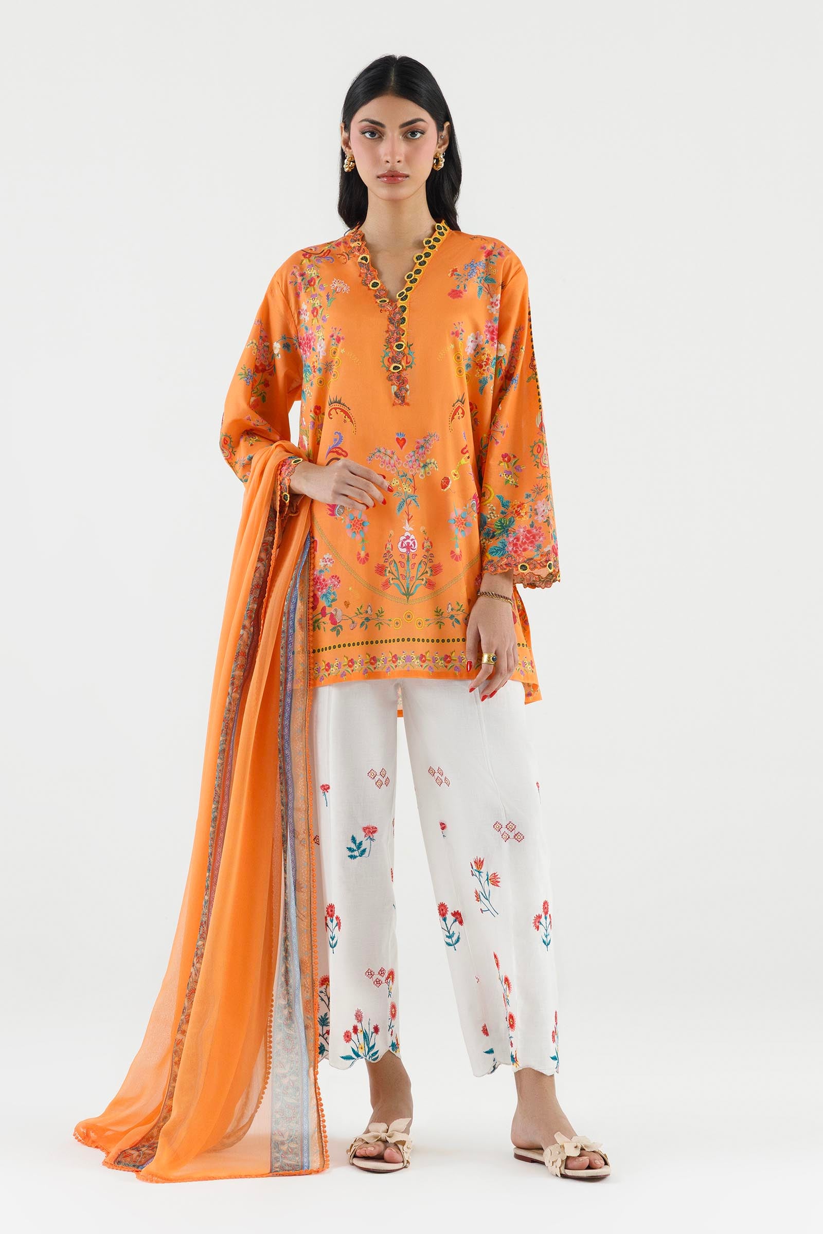 Stitched Embroidered Muzlin Suit