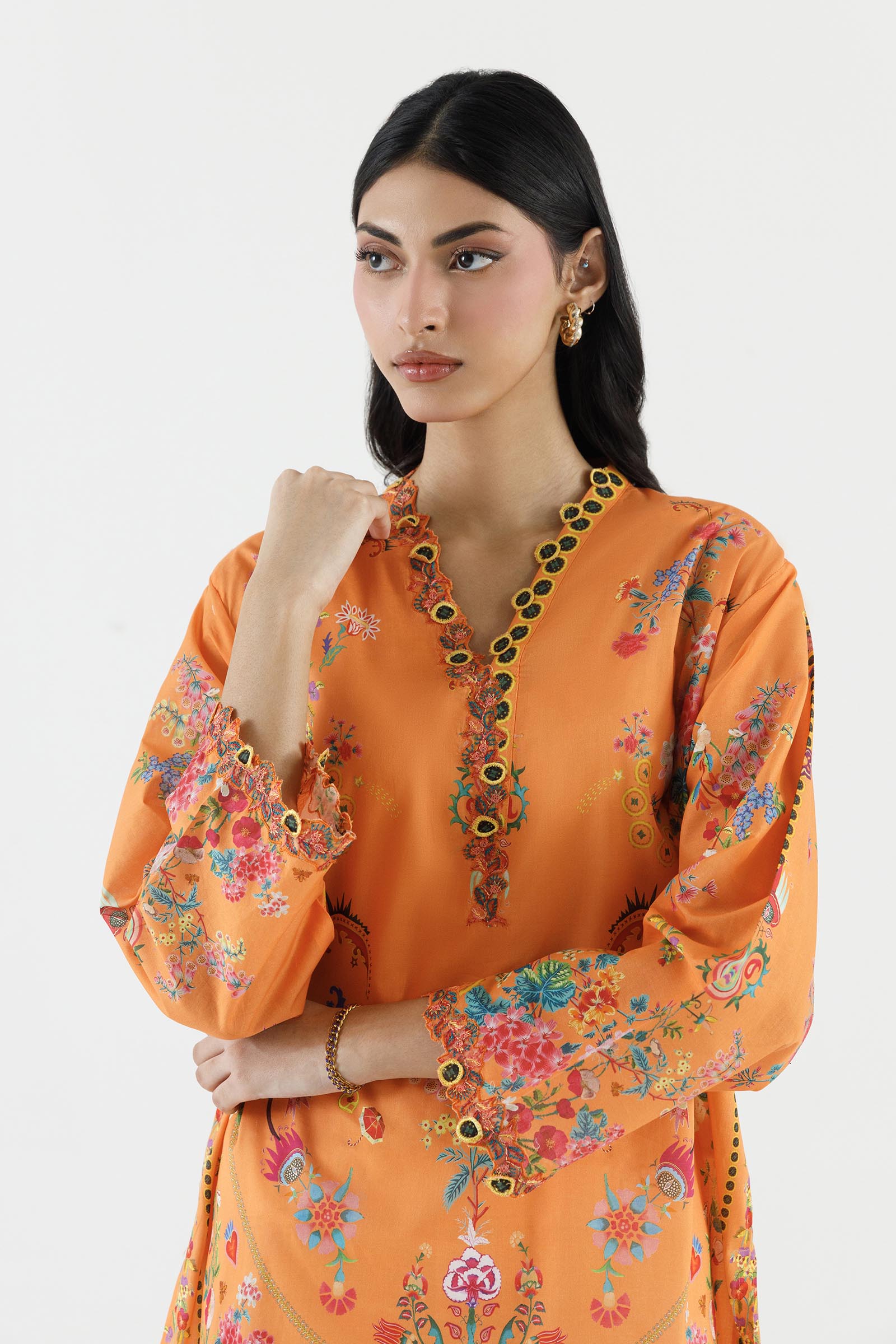 Stitched Embroidered Muzlin Suit Secondary image
