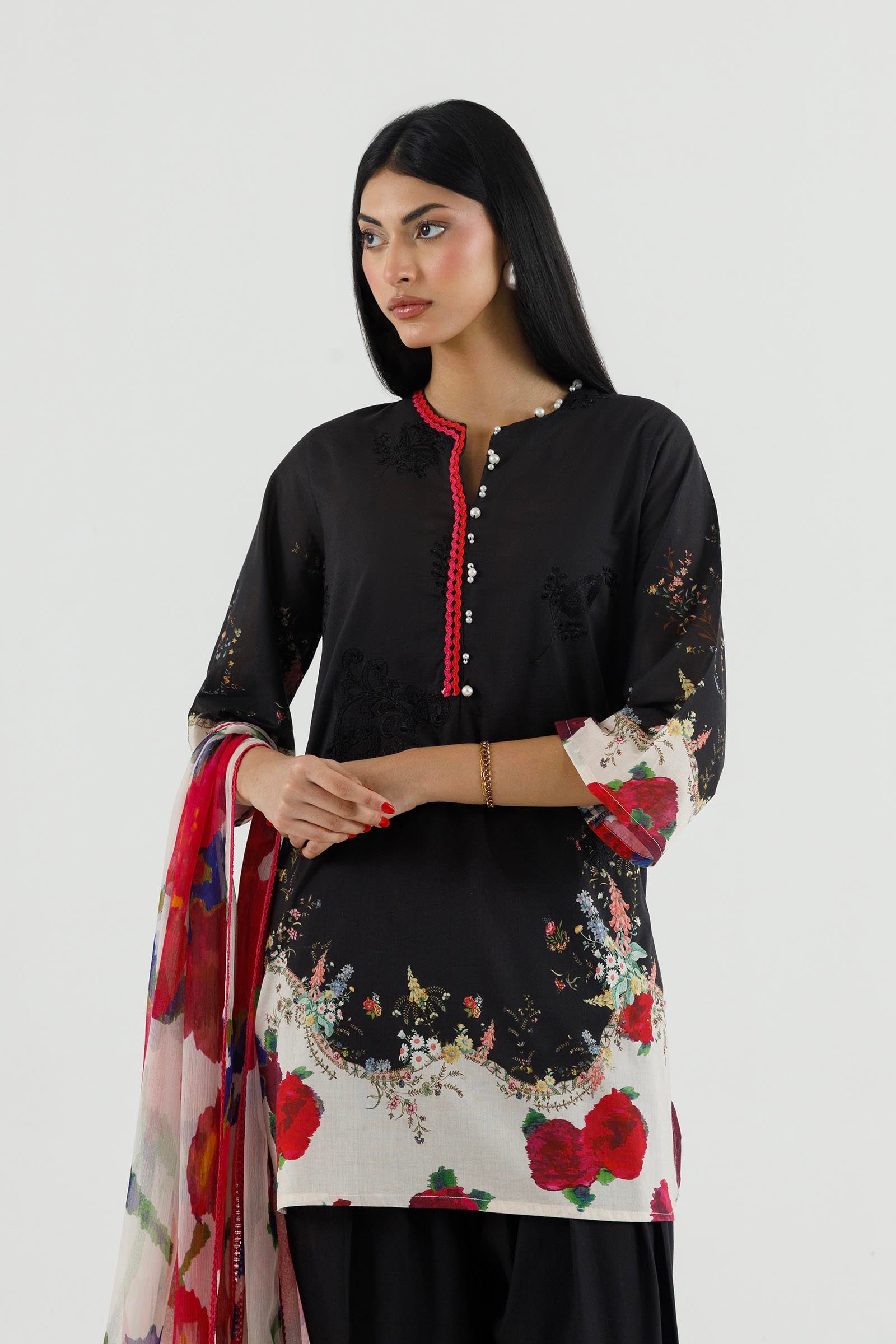 Stitched Embroidered Muzlin Suit Secondary image
