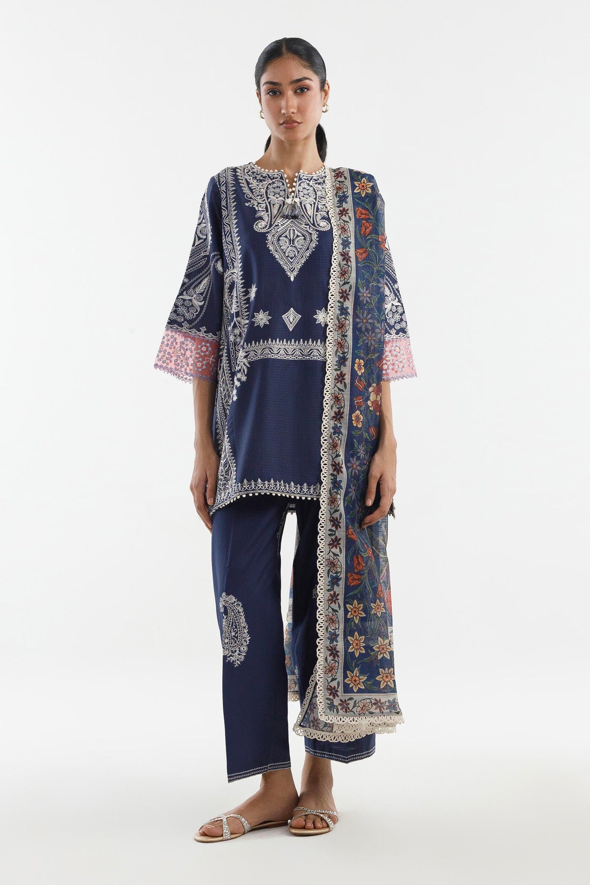 Stitched Embroidered Muzlin Lawn Suit Main image