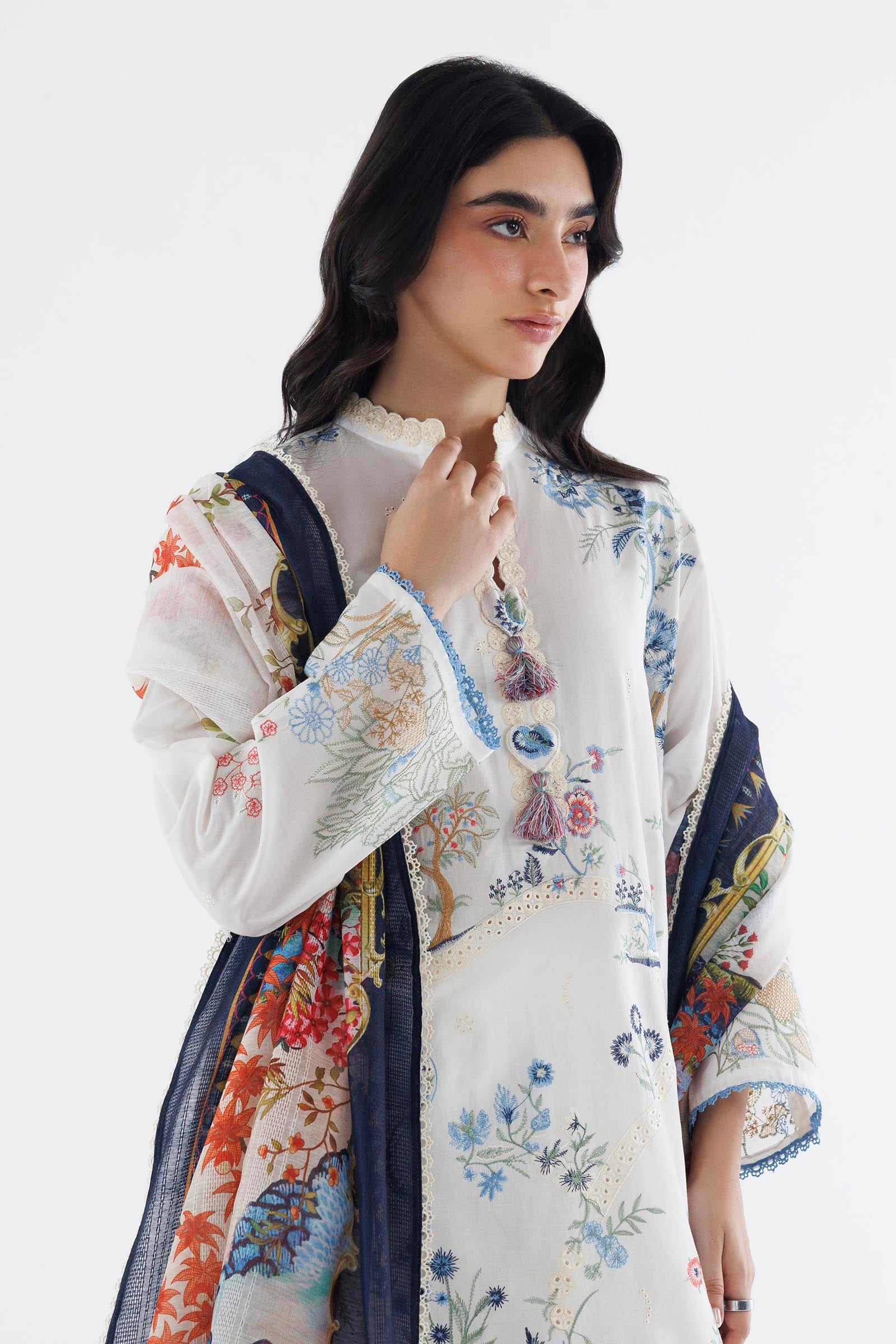 Stitched Embroidered Cambric Suit Secondary image