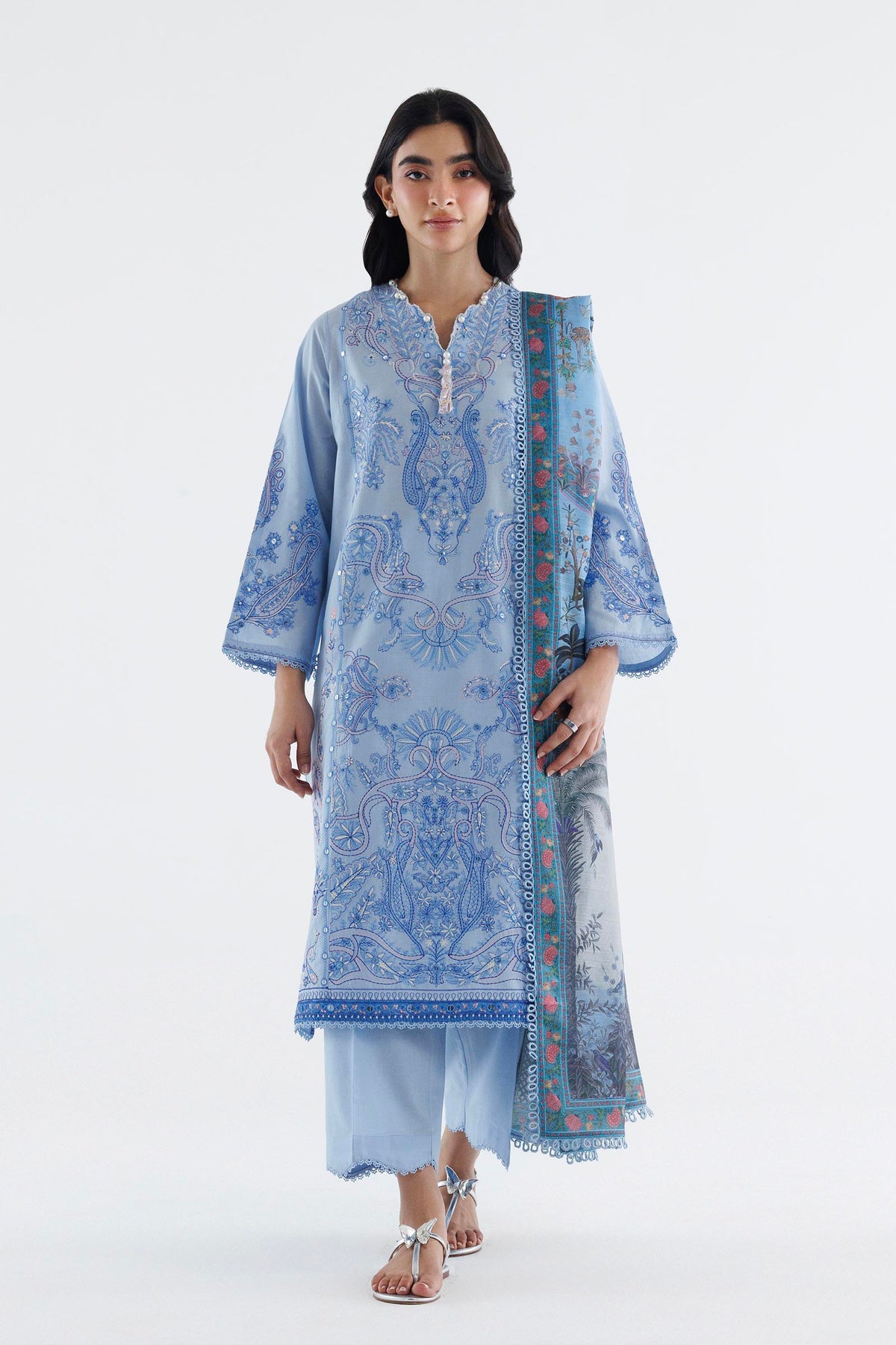 Stitched Embroidered Cambric Suit