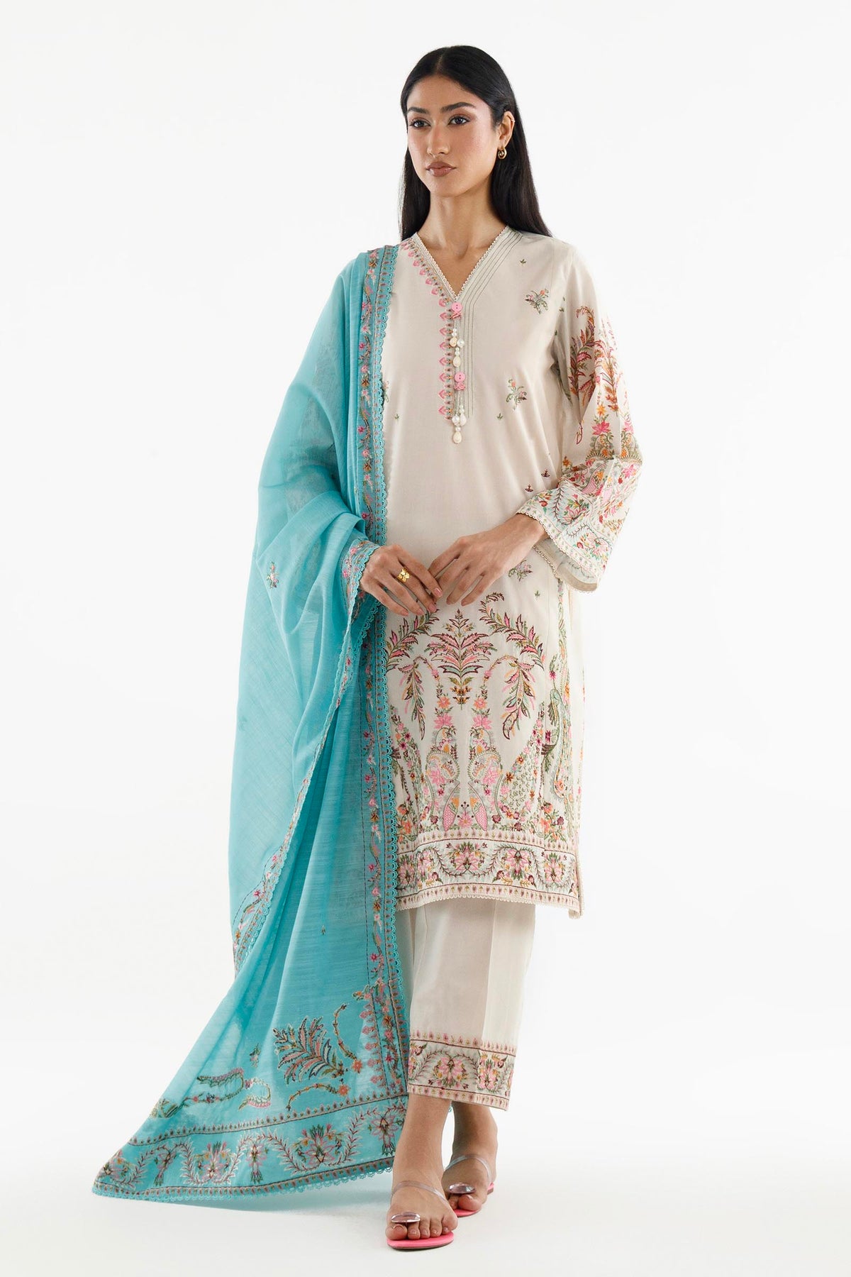 Stitched Embroidered Lawn Suit
