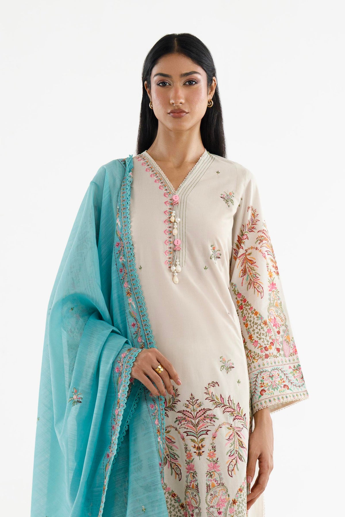 Stitched Embroidered Lawn Suit