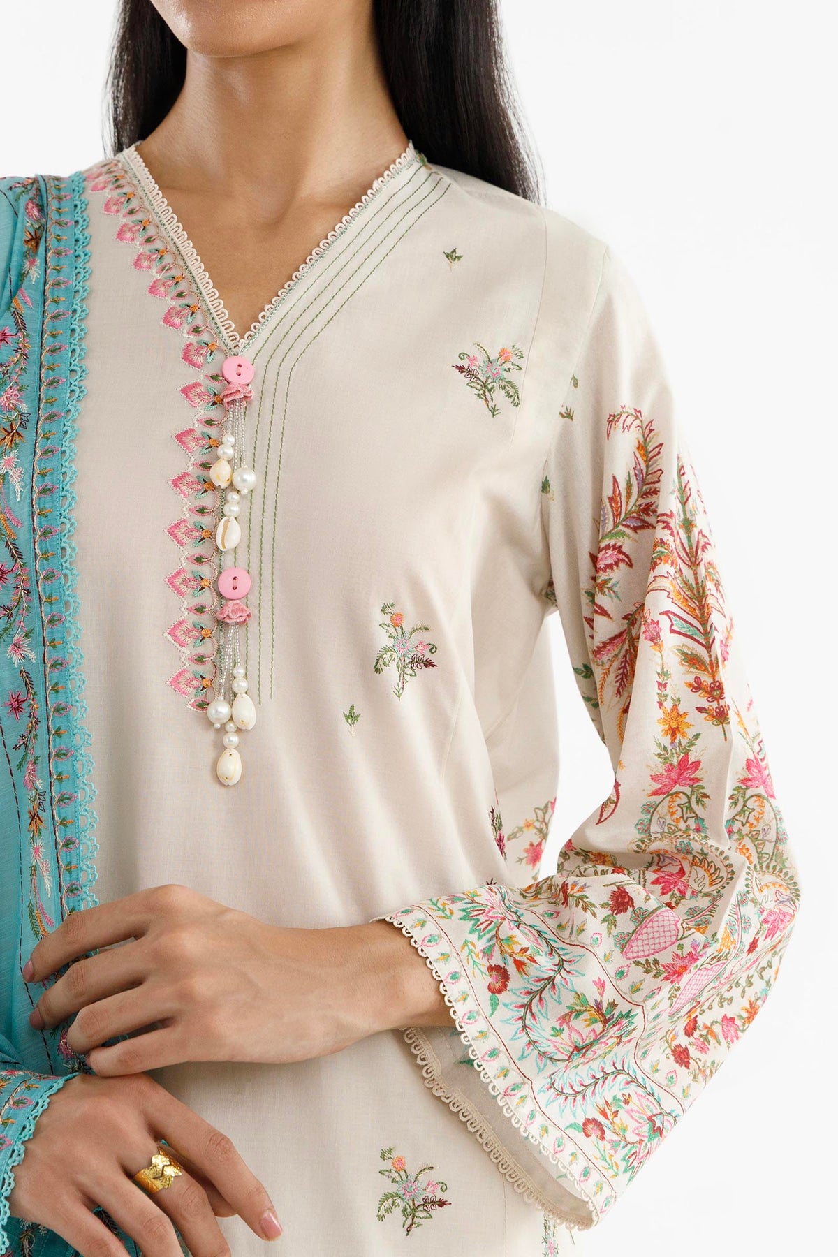 Stitched Embroidered Lawn Suit