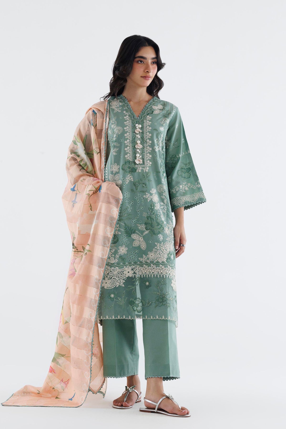 Stitched Embroidered Cambric Suit Main image