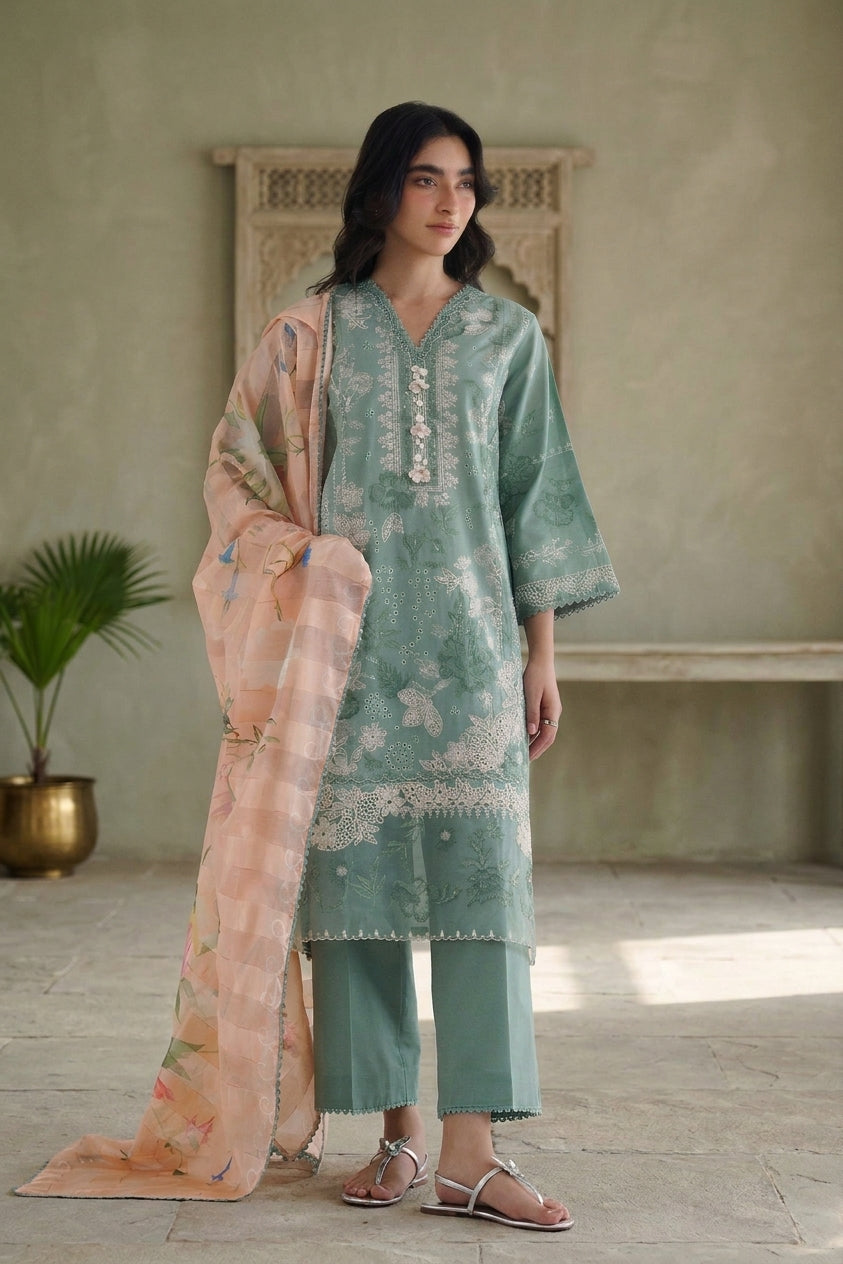Stitched Embroidered Cambric Suit Main image