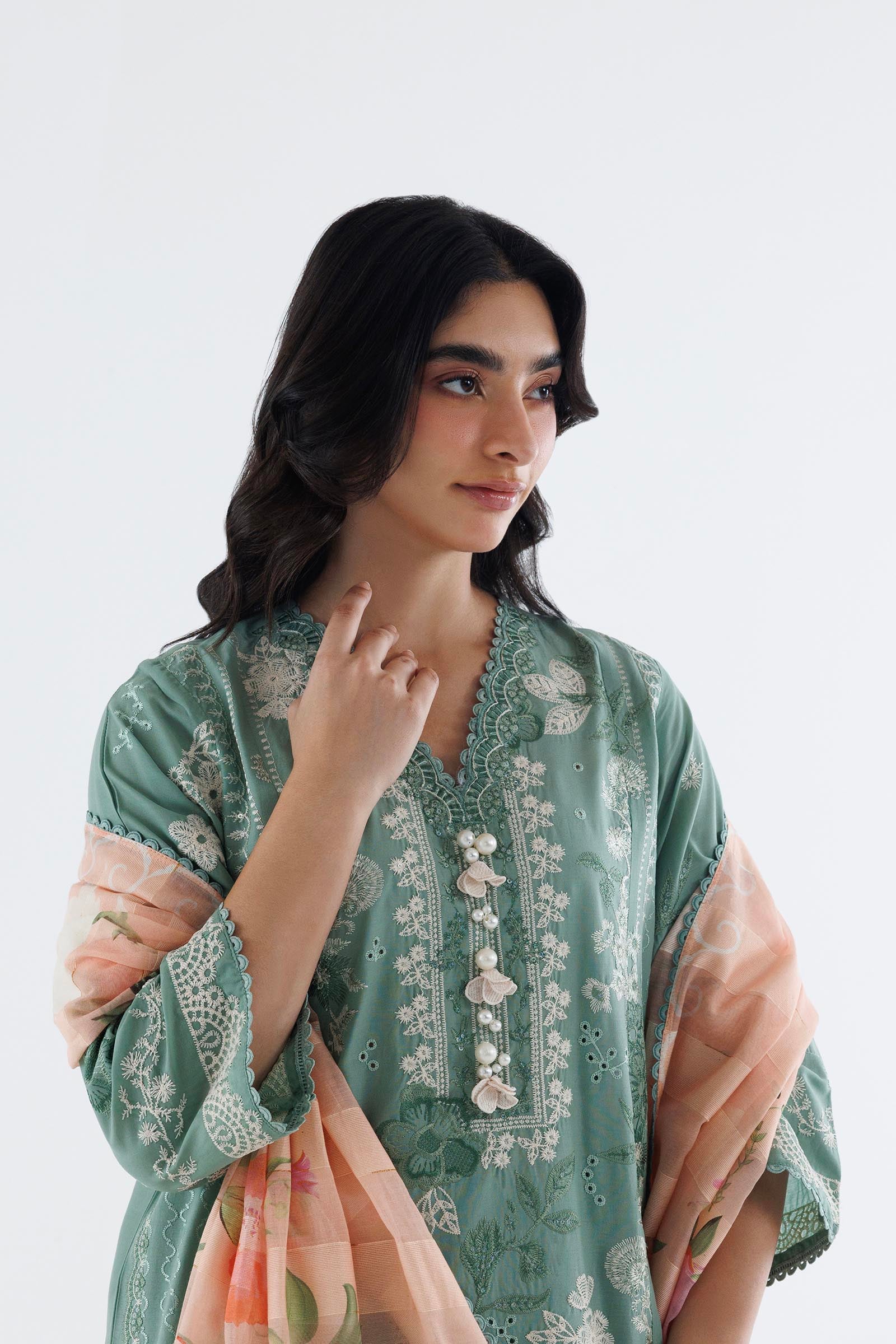 Stitched Embroidered Cambric Suit Secondary image