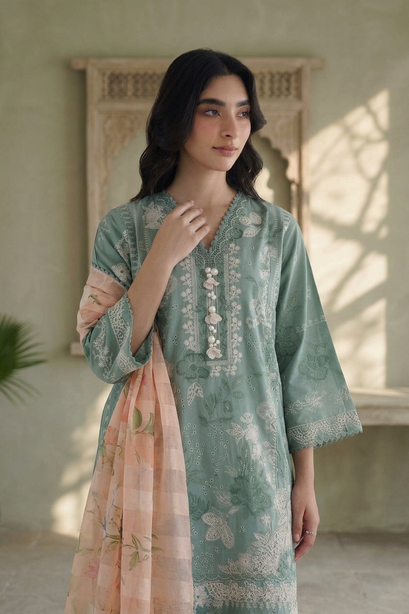 Stitched Embroidered Cambric Suit
