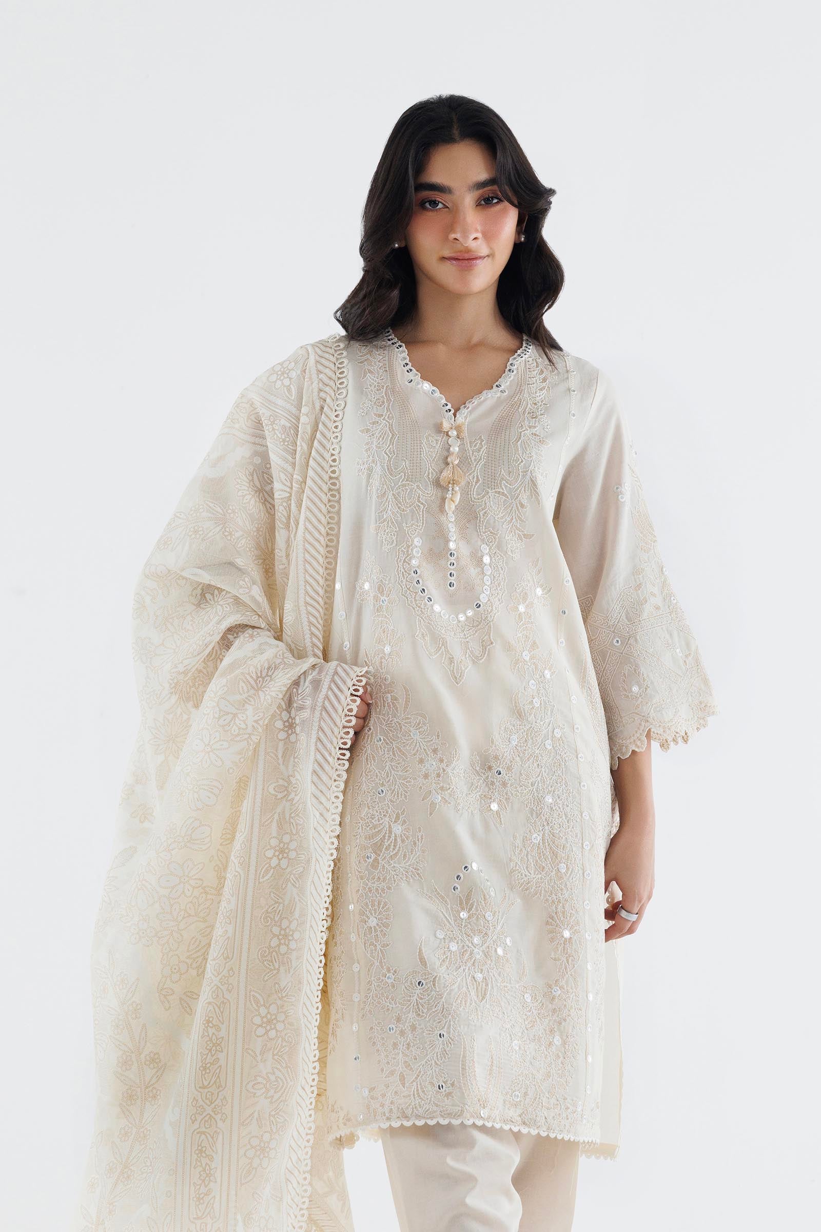 Stitched Embroidered Cambric Suit Secondary image