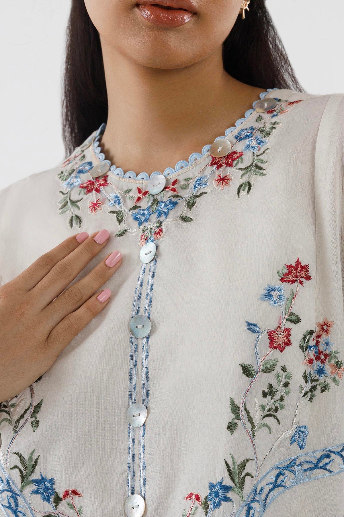 Stitched Embroidered Muzlin Lawn Suit