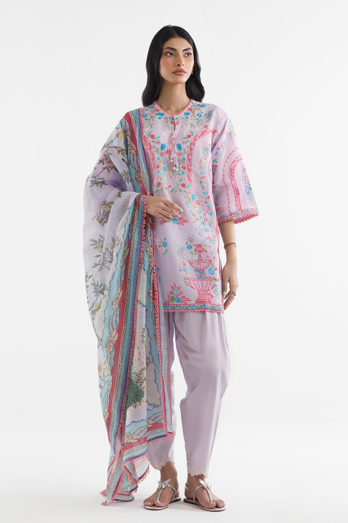Stitched Embroidered Muzlin Lawn Suit